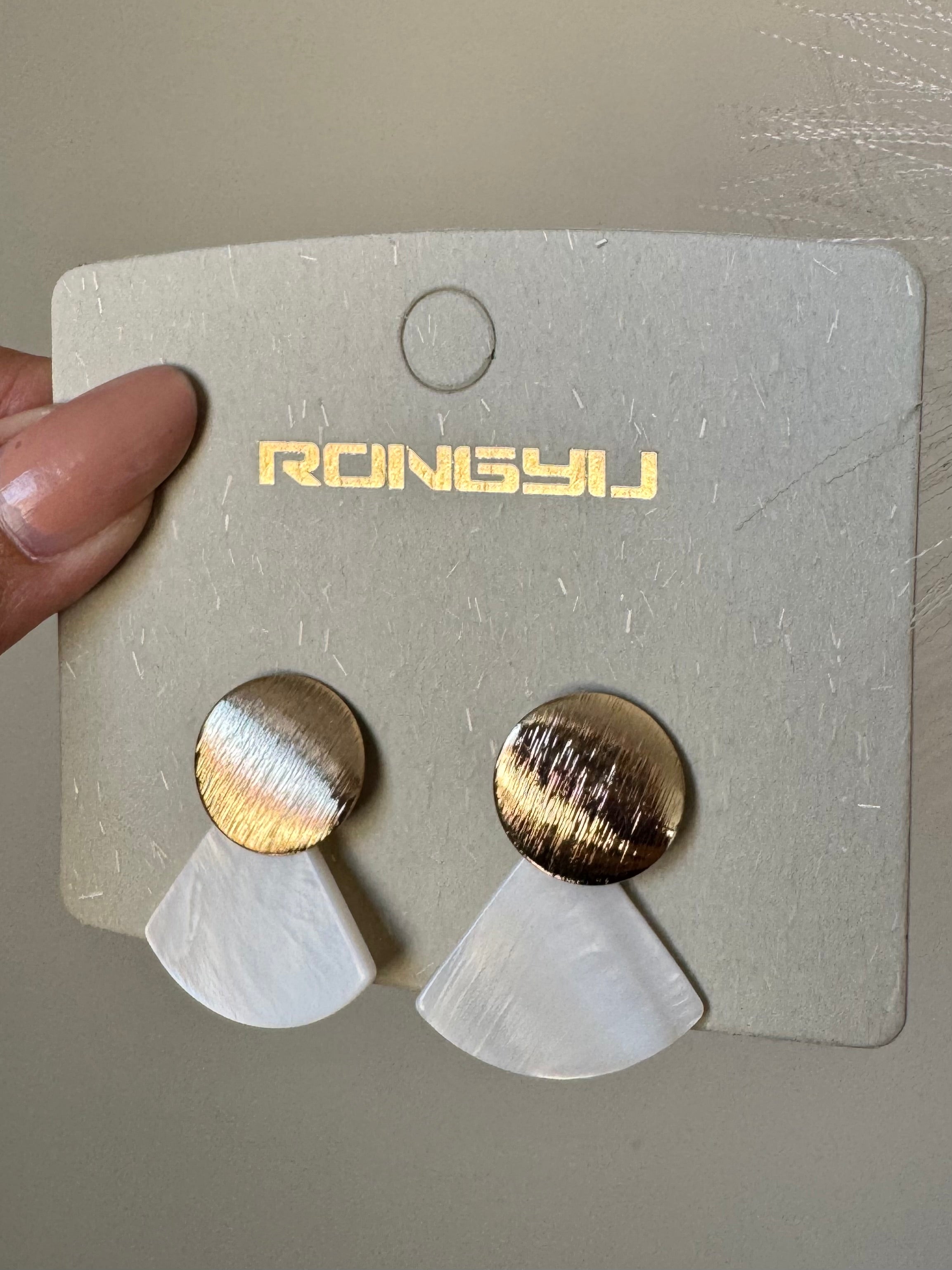 Classic White & Gold Earrings
