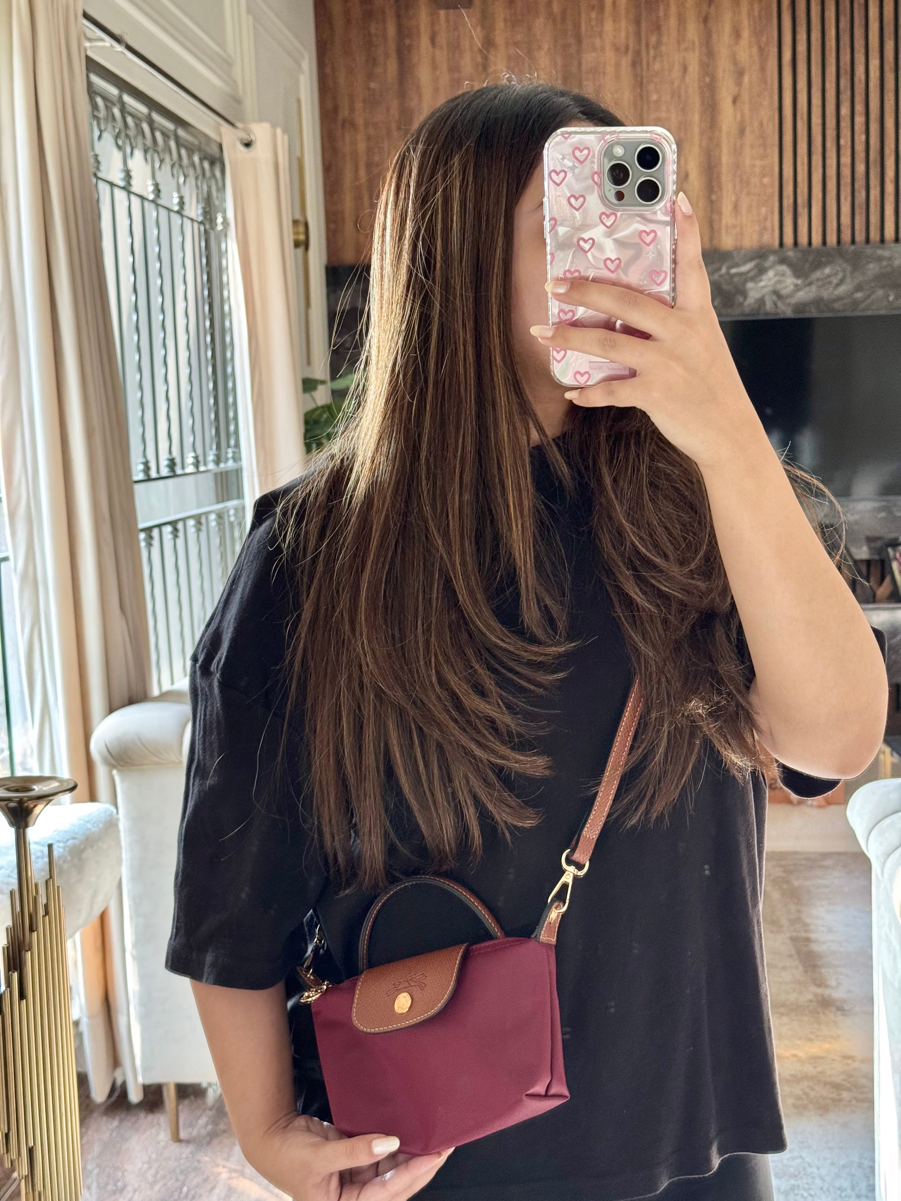 LongChamp Crossbody Bag with Strap - Wine Red (WITH BRAND LOGO)