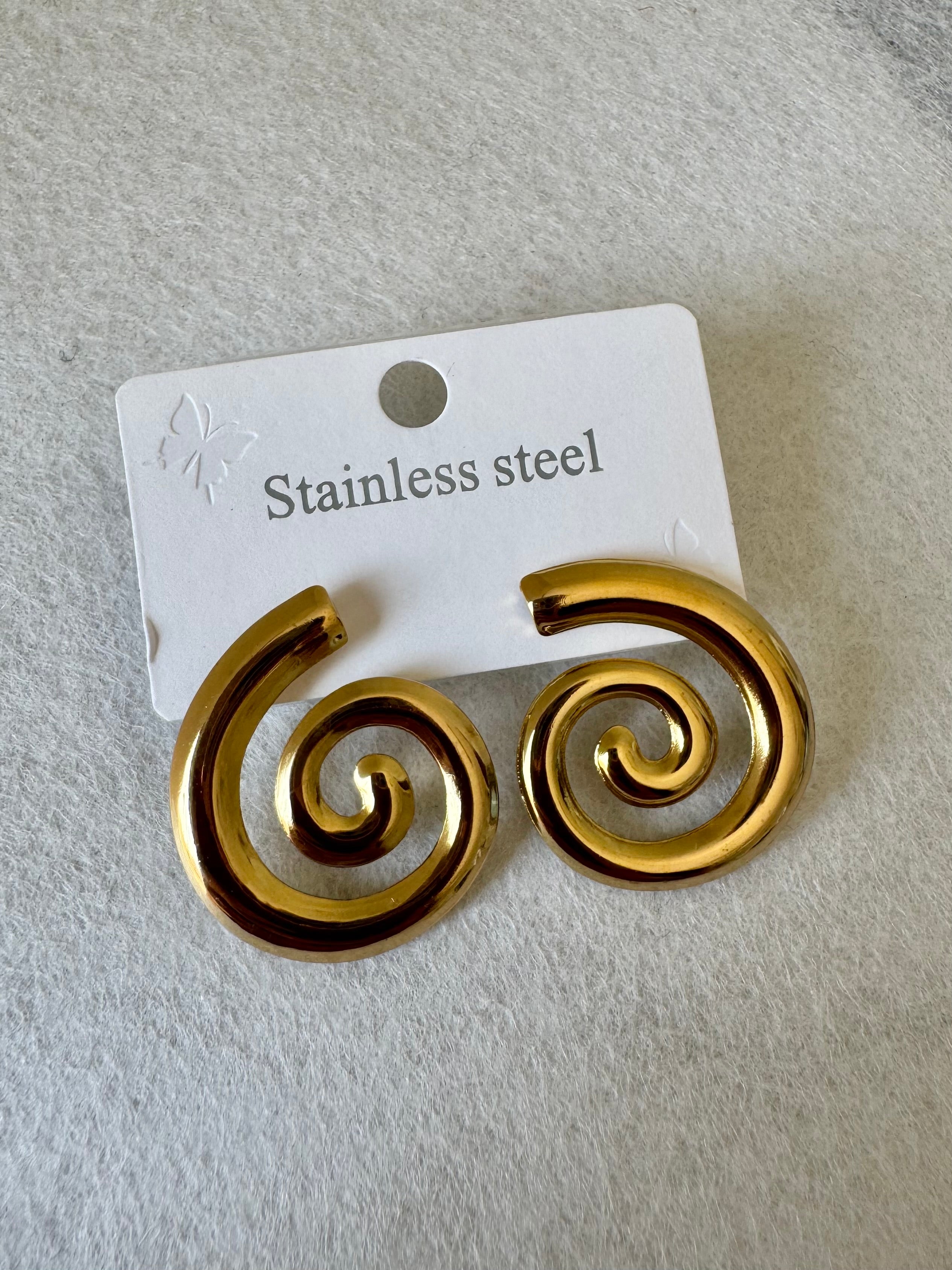 Golden Swirl Studs - 18K Gold Plated