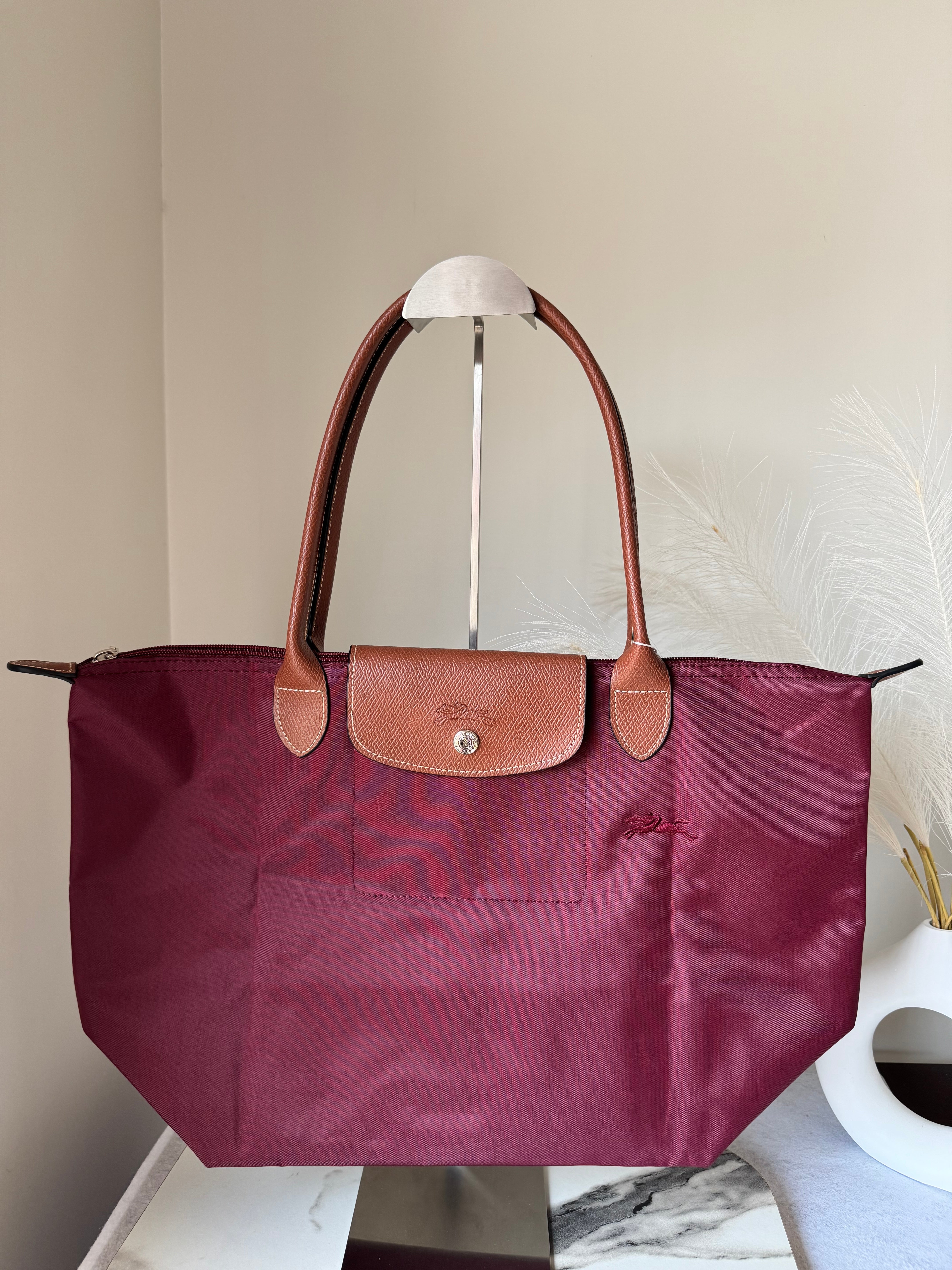 Longchamp Tote LARGE - Wine Red (WITH BRAND LOGO)