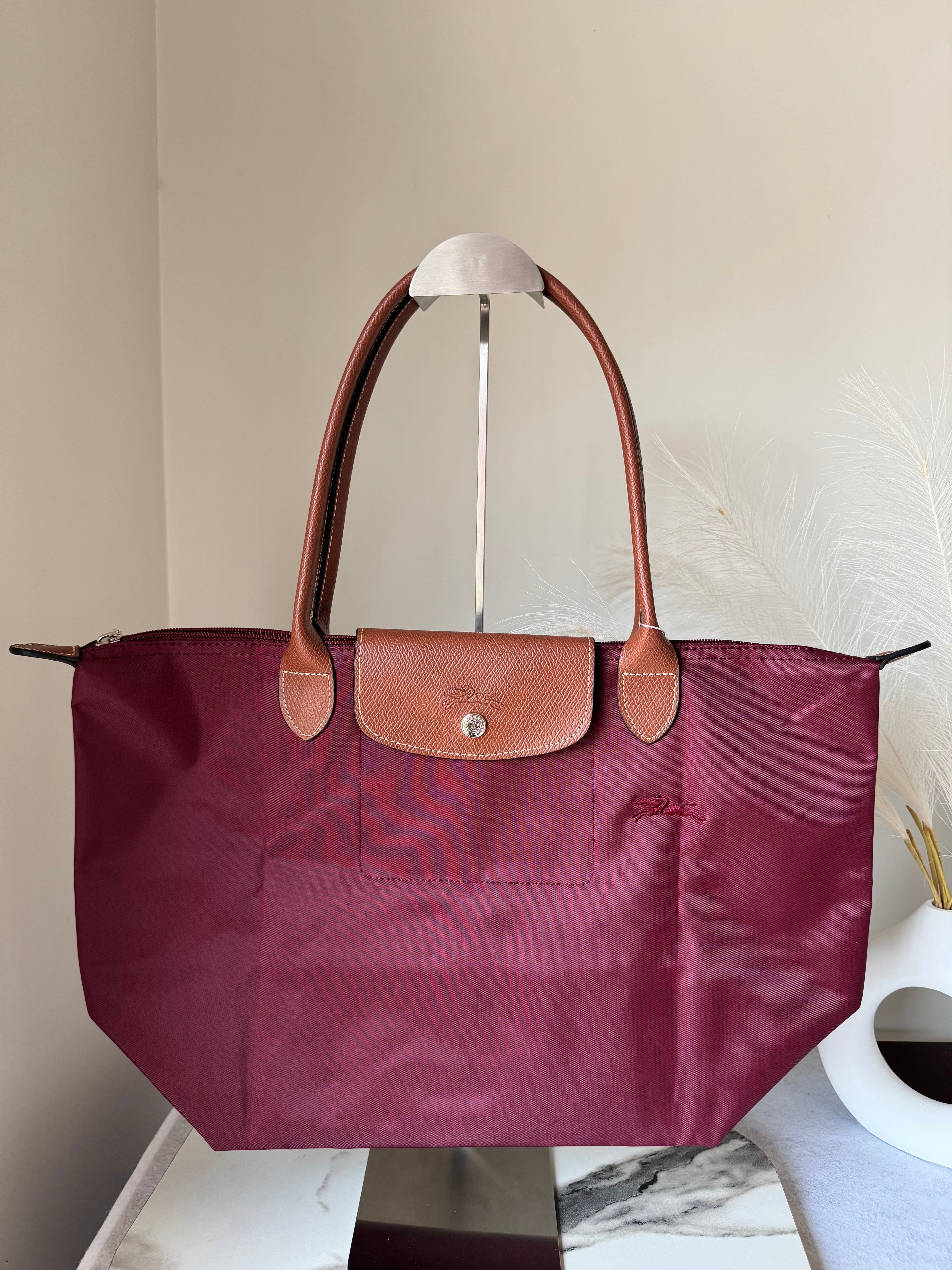 Longchamp Tote LARGE - Wine Red (WITH BRAND LOGO)