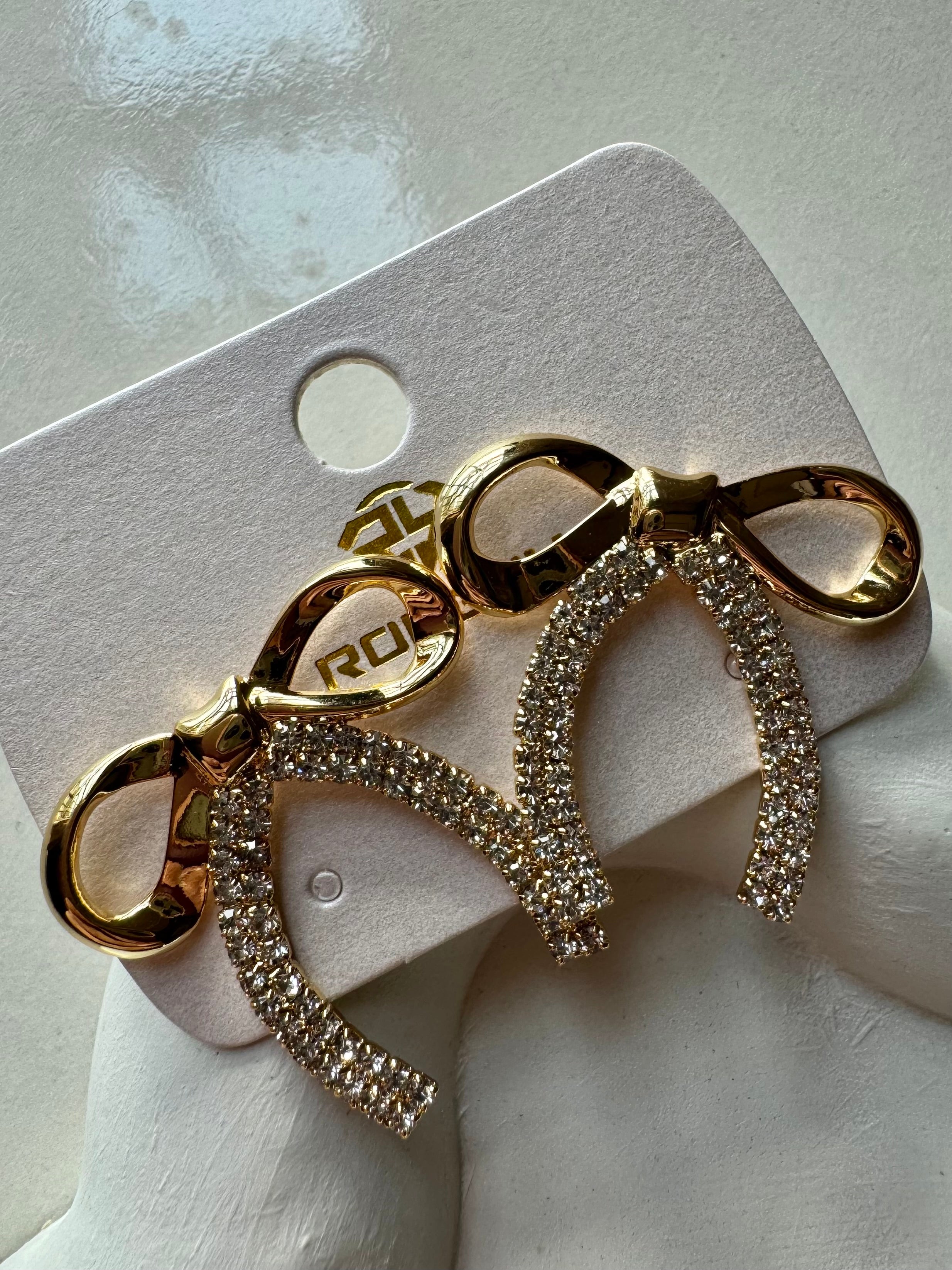 Sweet Diamond Bow Earrings - 18K Gold Plated