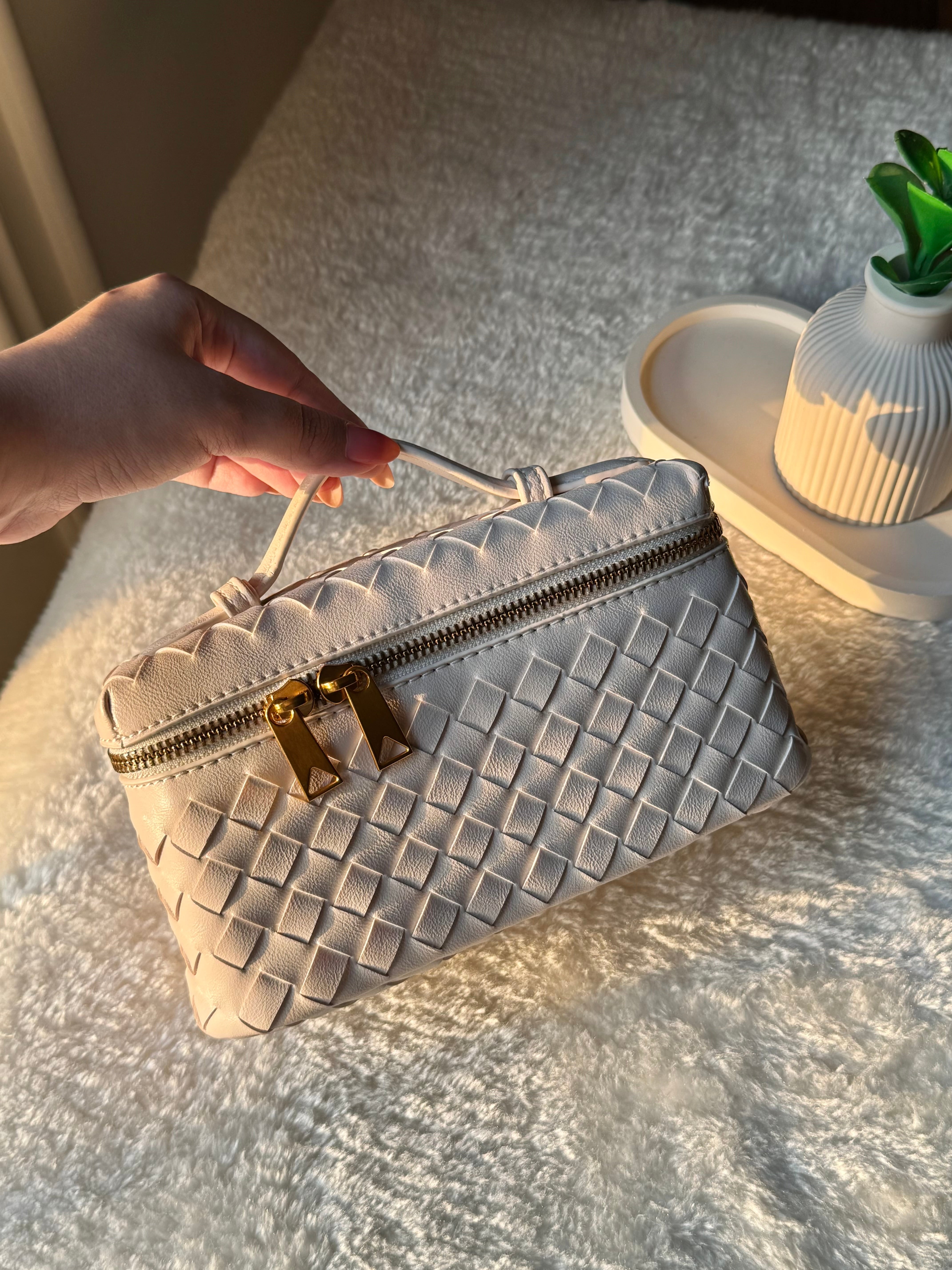 JW Pie Woven Bag with Long Strap (Cream)