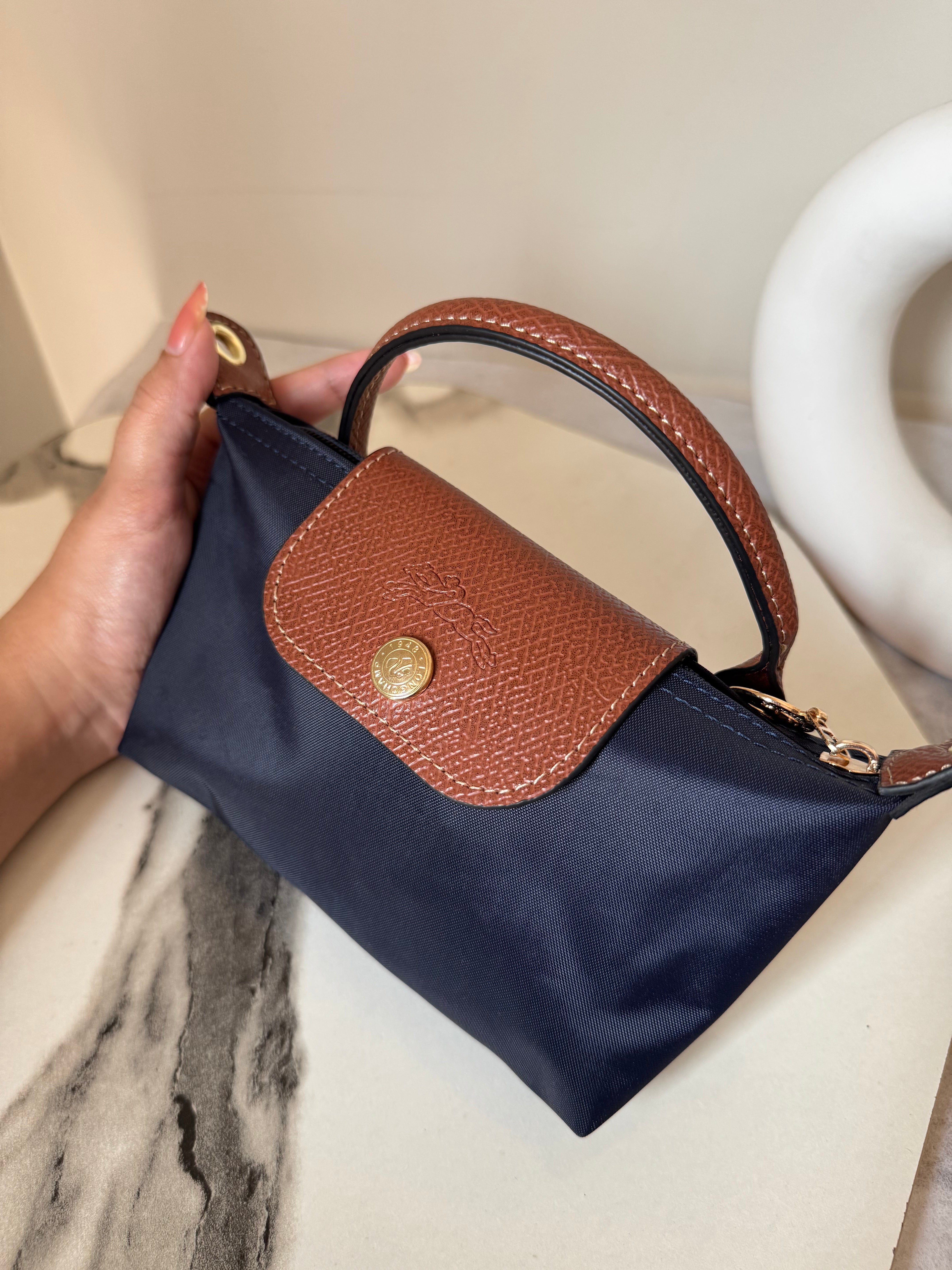 LongChamp Crossbody Bag with Strap - Blue (WITH BRAND LOGO)