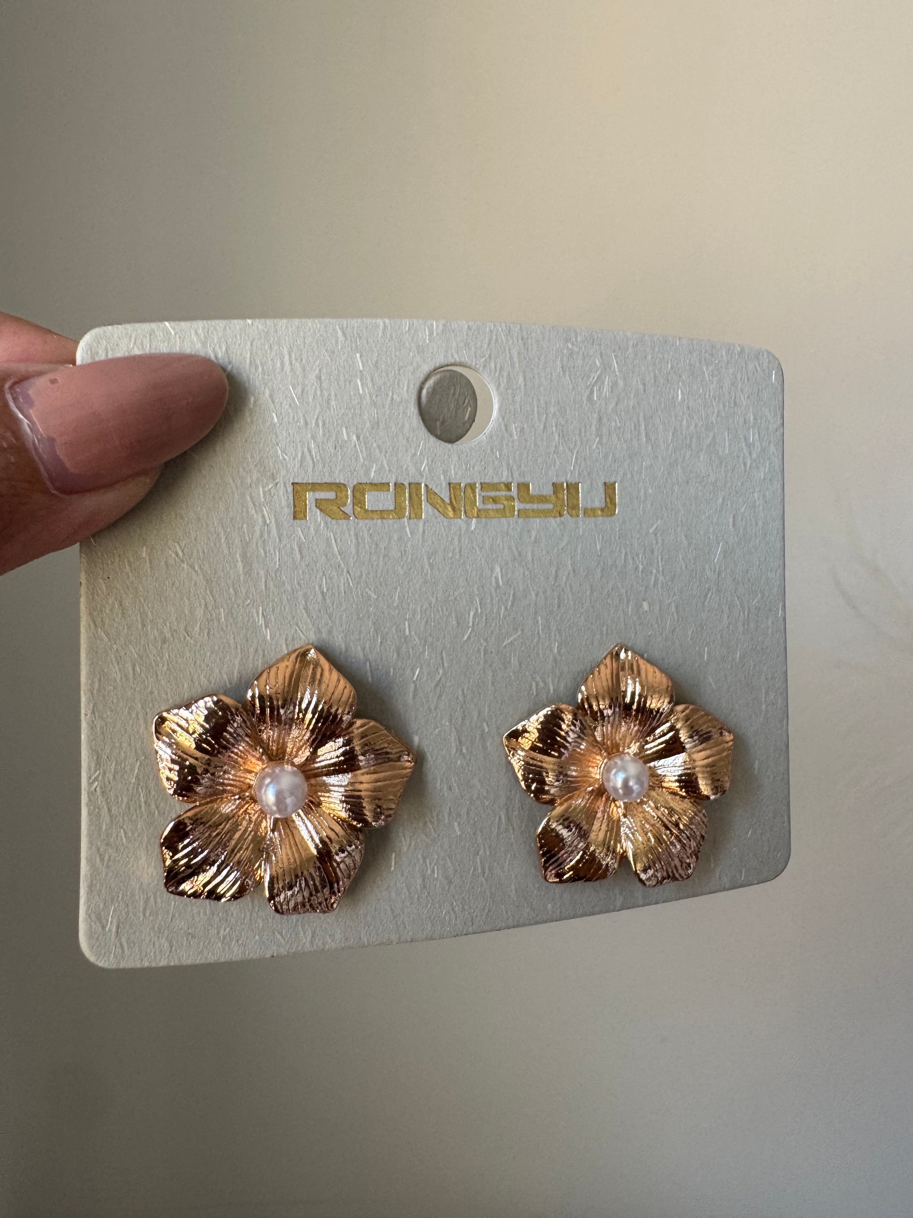 Gold Floral Studs - 18K Gold Plated