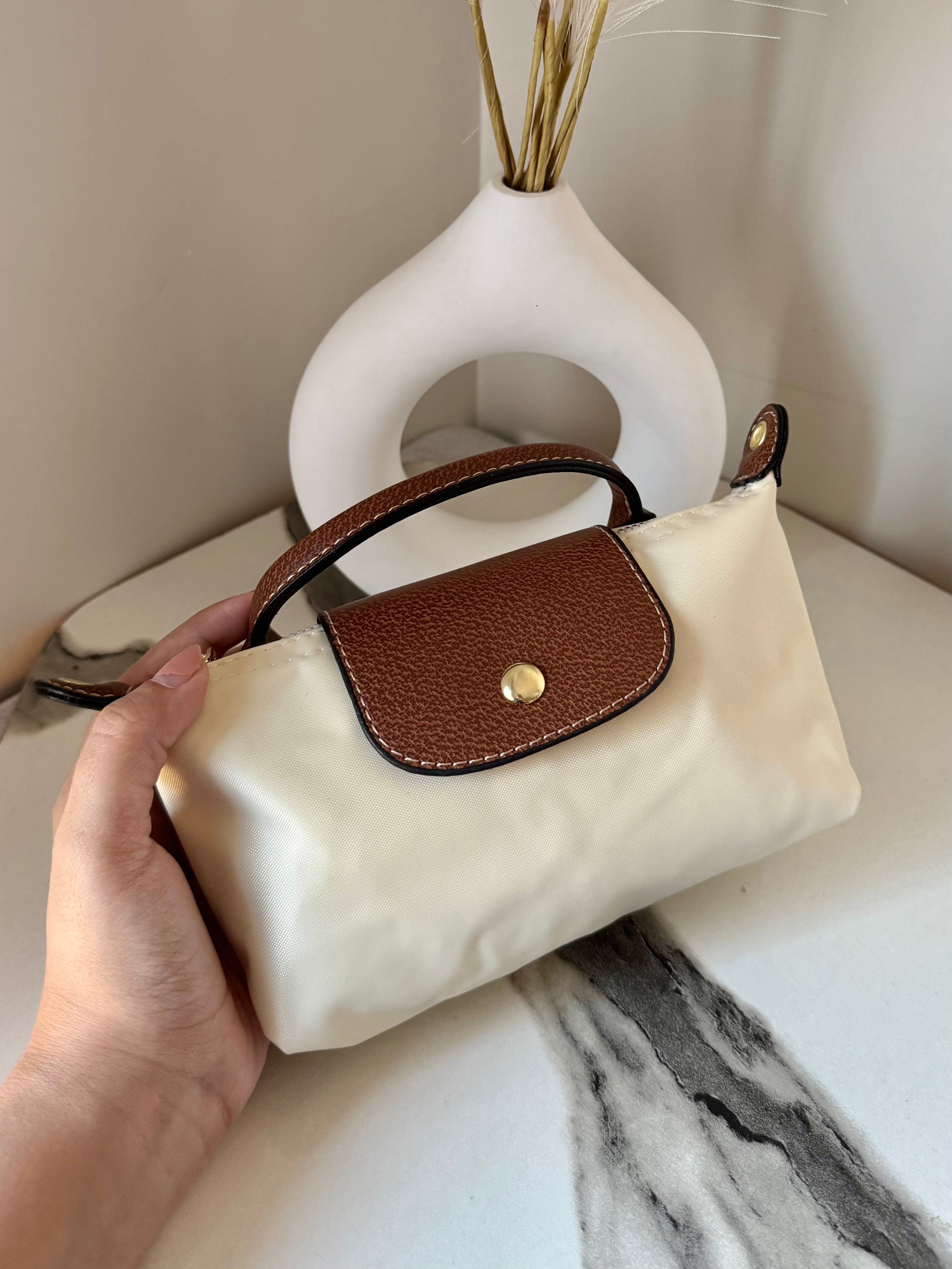 Longchamp Crossbody Bag with Strap - Small Off White (NO LOGO)