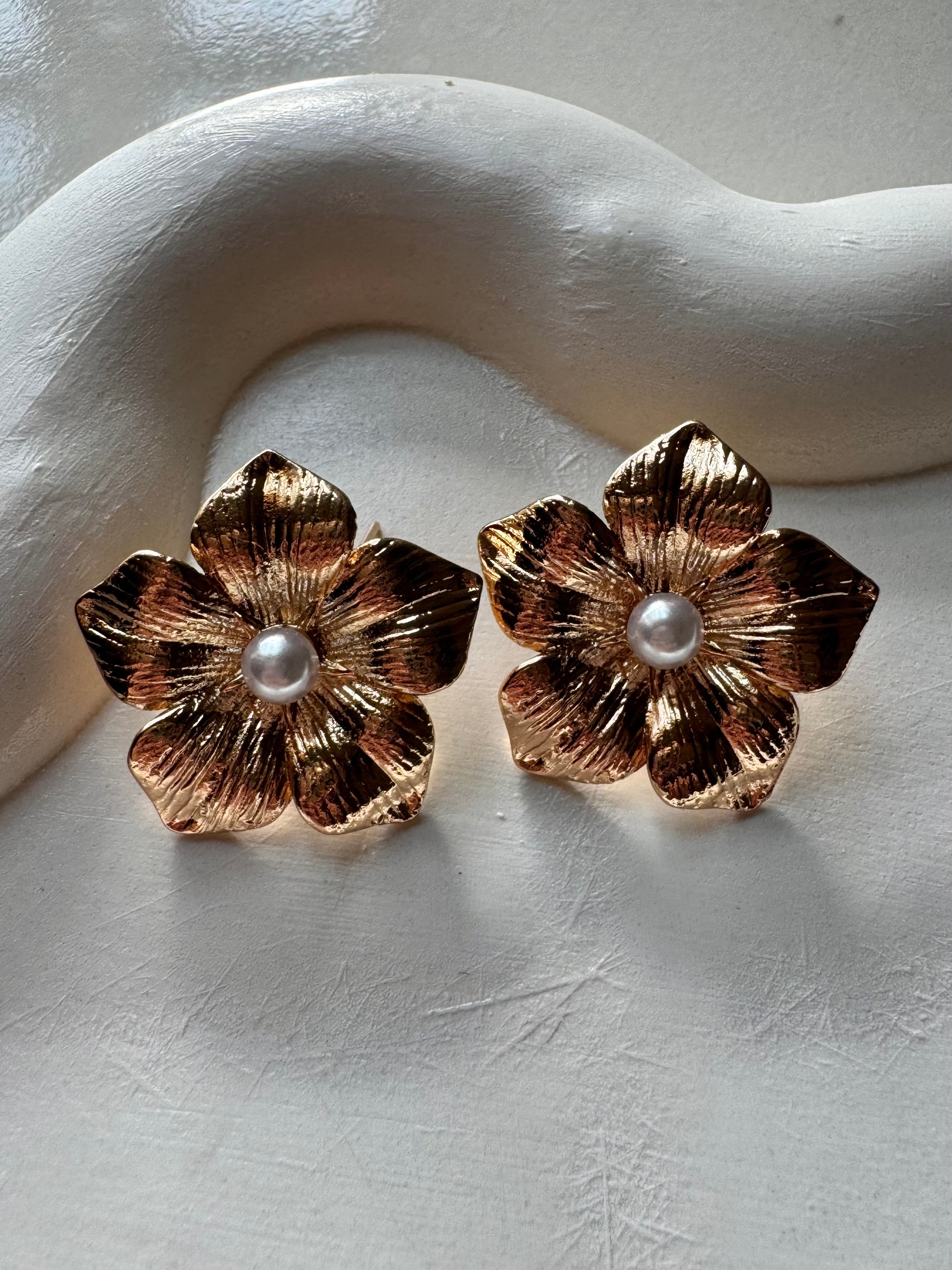 Gold Floral Studs - 18K Gold Plated