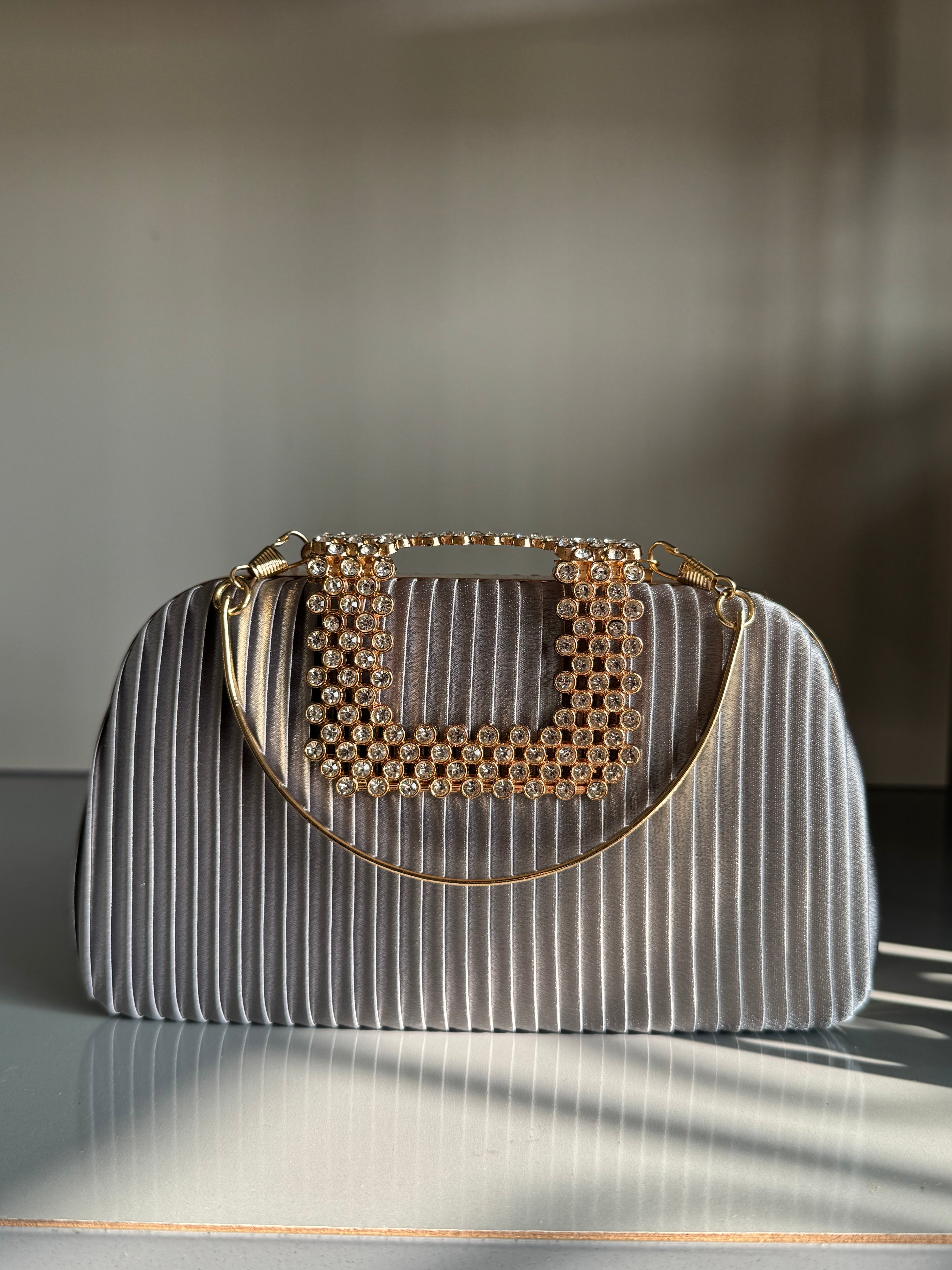 Velvet Charm Clutch - Silver