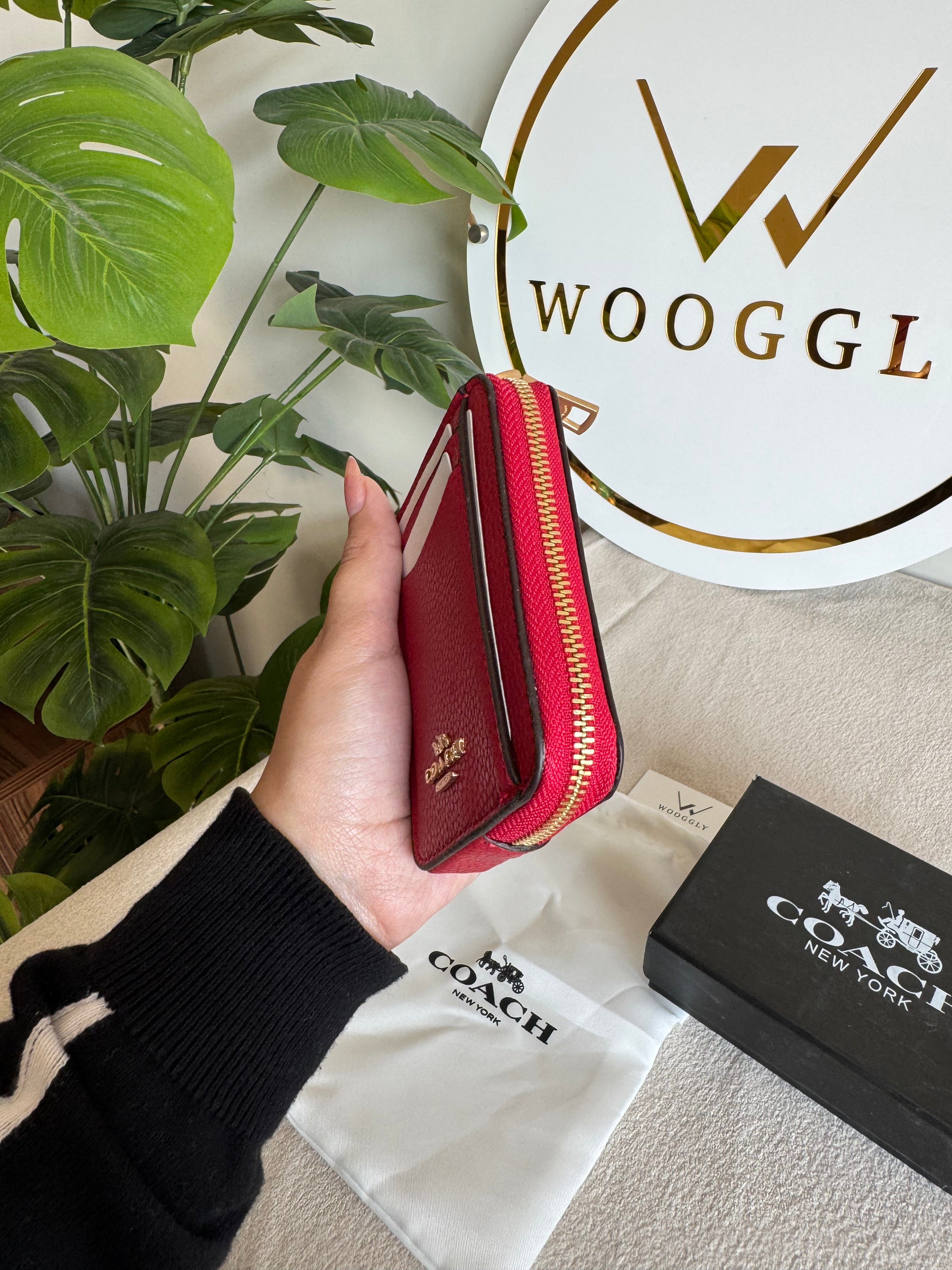 Coach Zip Card Case with Box Packing - Red