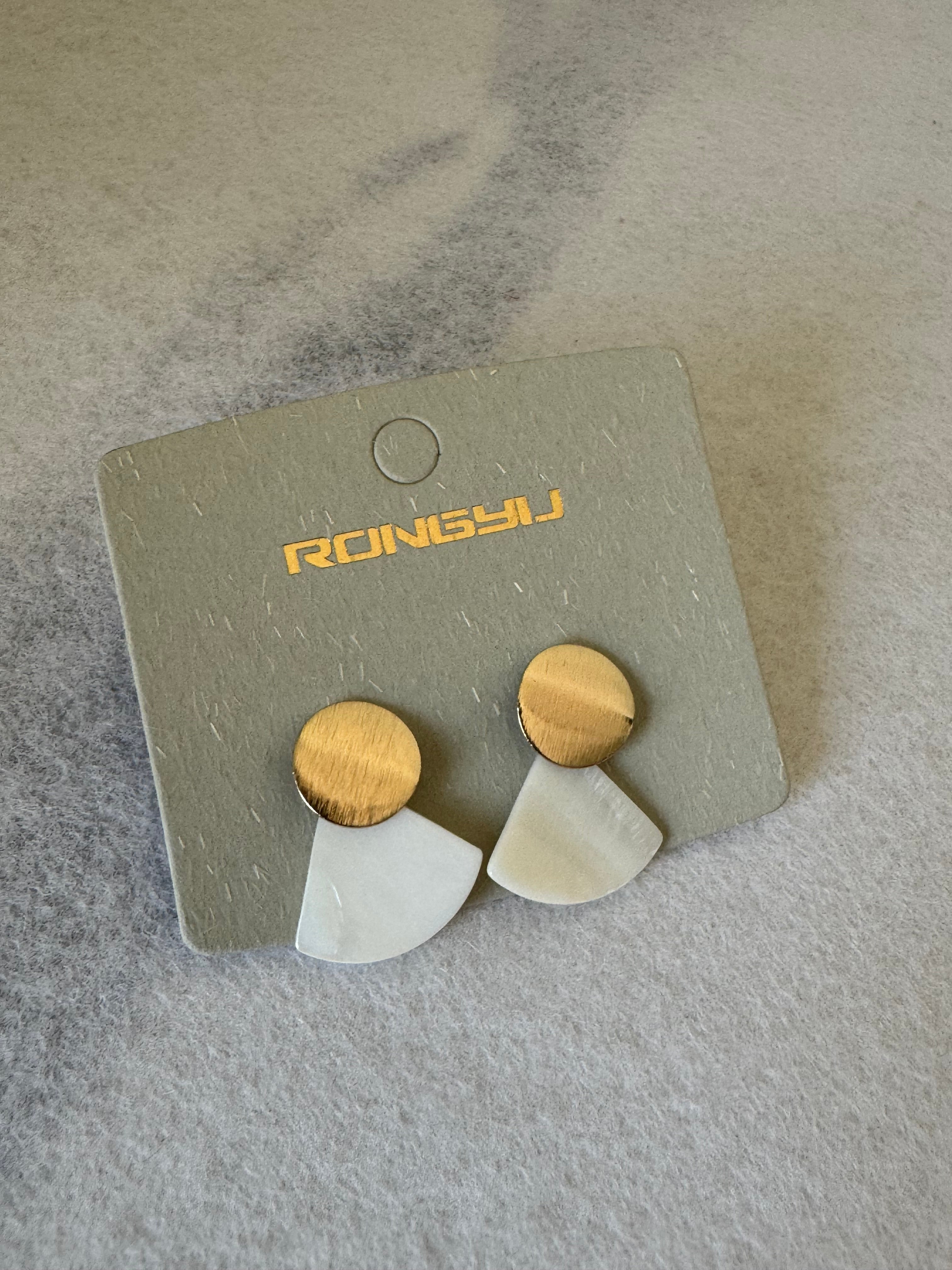 Classic White & Gold Earrings