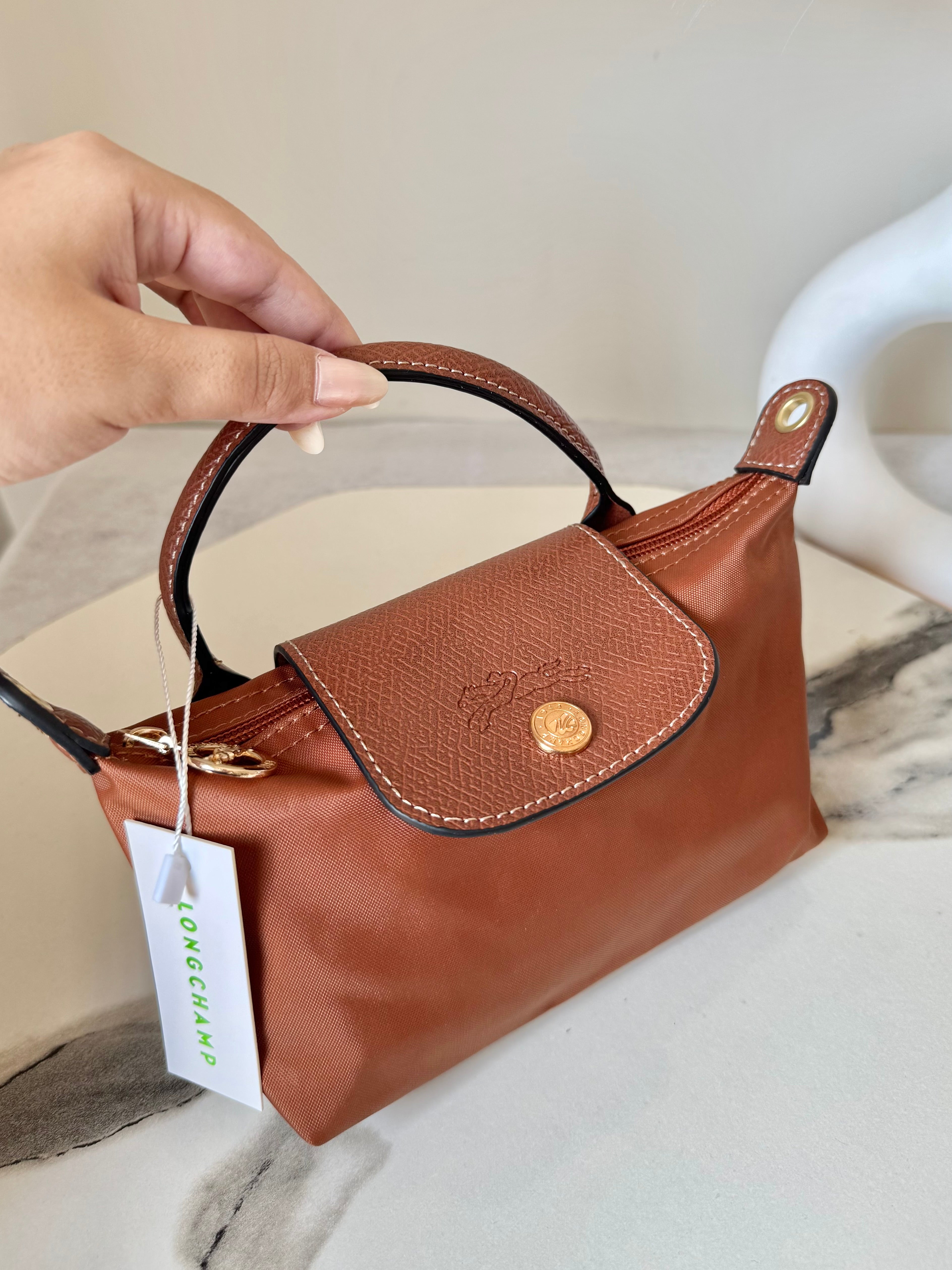 LongChamp Crossbody Bag with Strap - Rust (WITH BRAND LOGO)