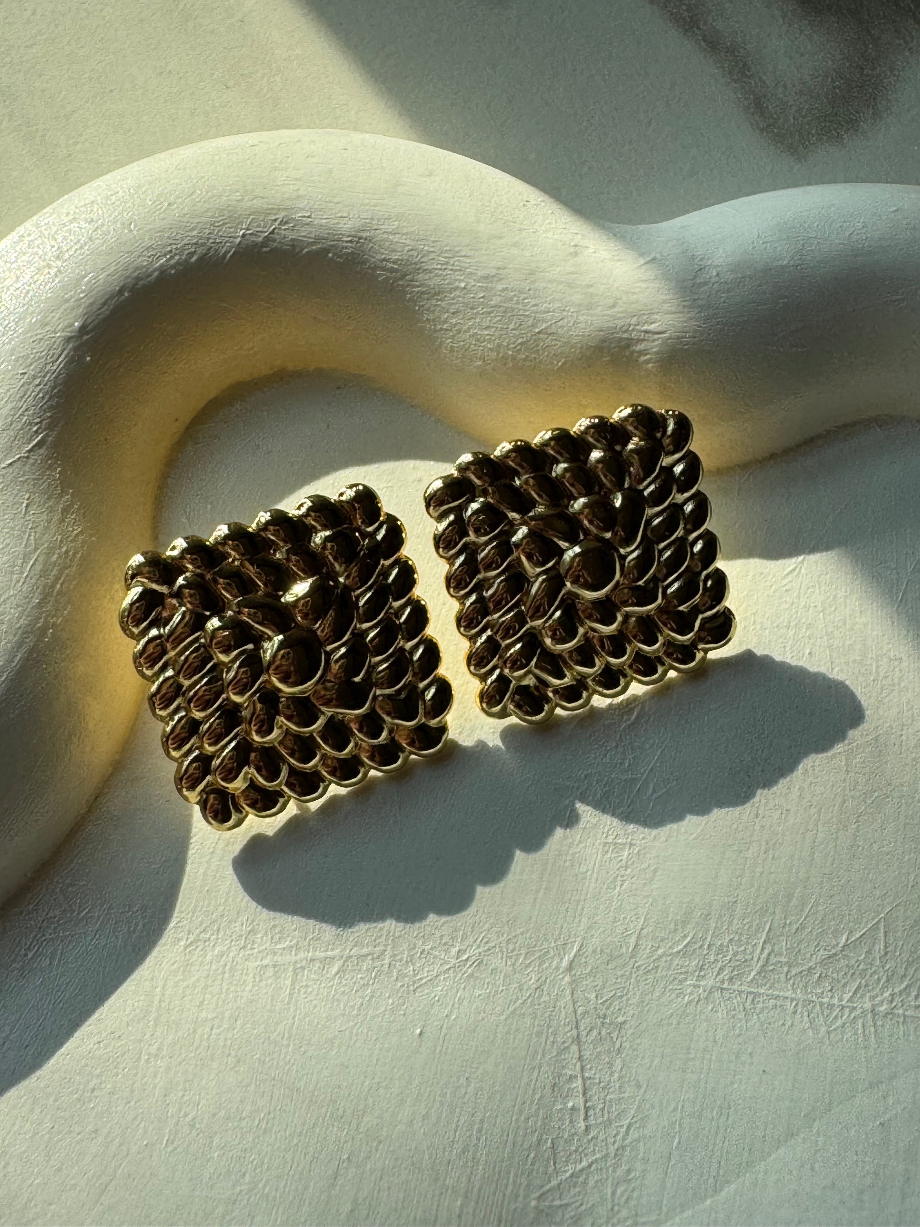 Shimmer Square Earrings - 18K Gold Plated