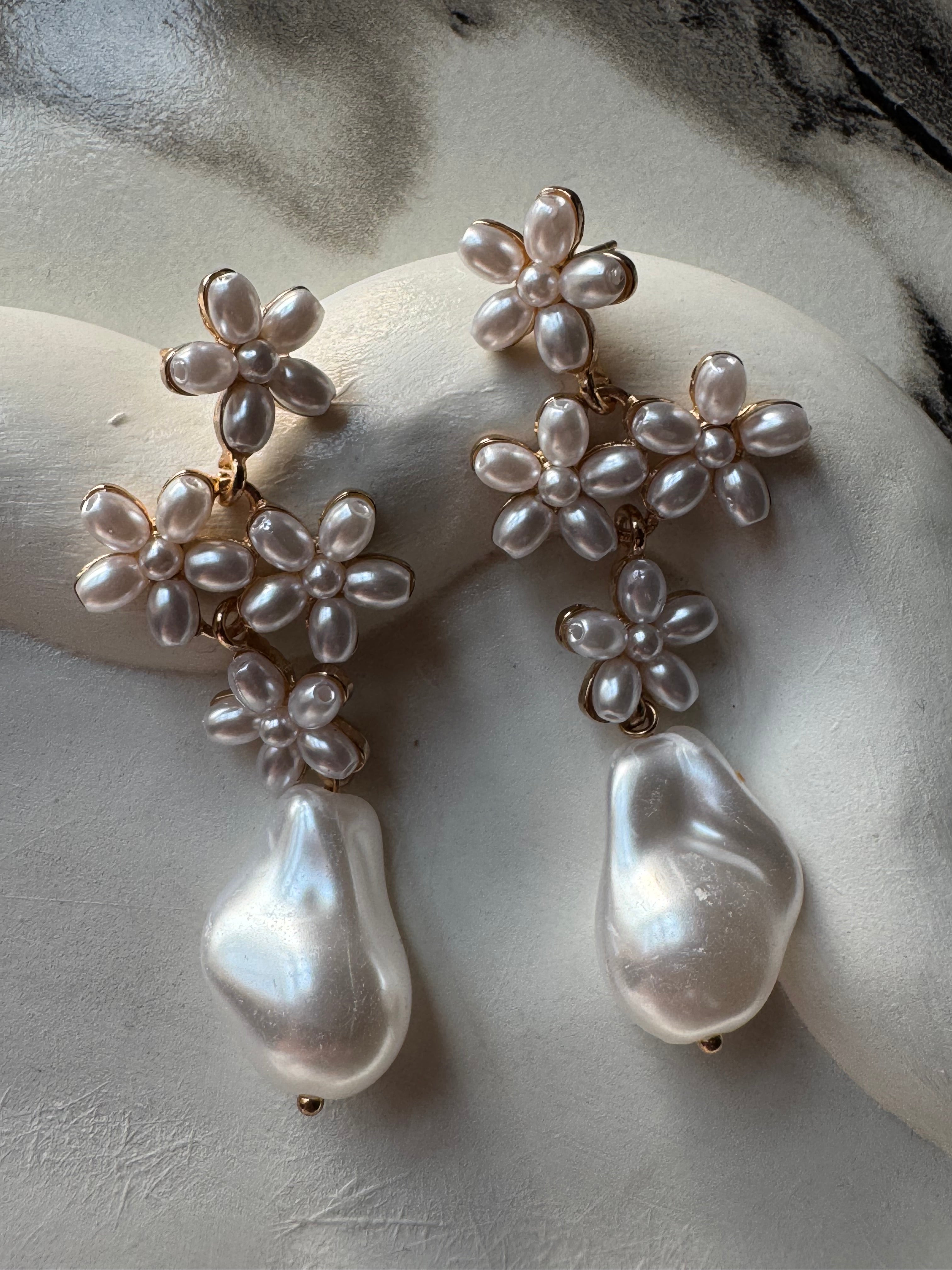 Majestic Pearl Drape Earrings