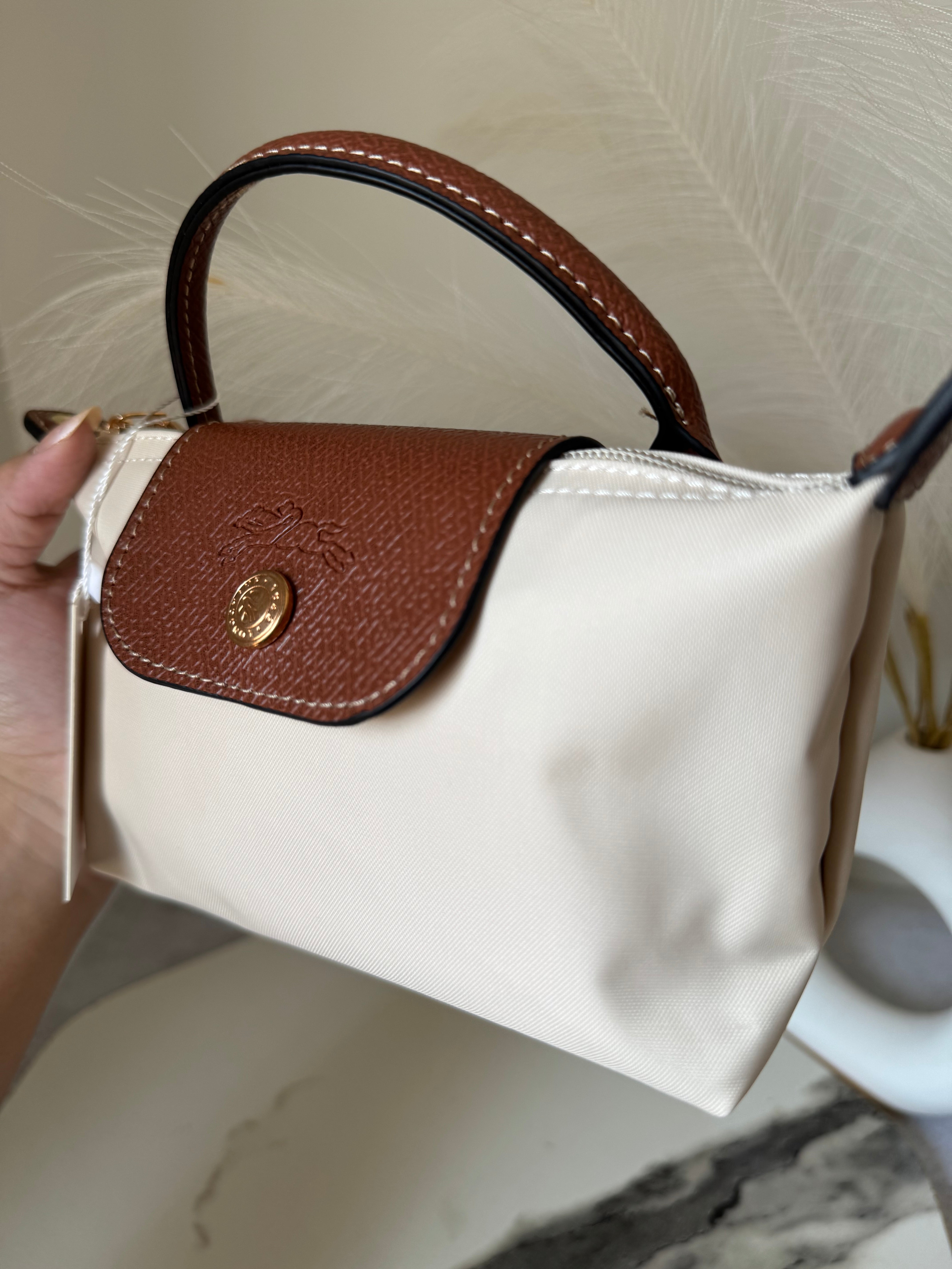 LongChamp Crossbody Bag with Strap - Paper White (WITH BRAND LOGO)
