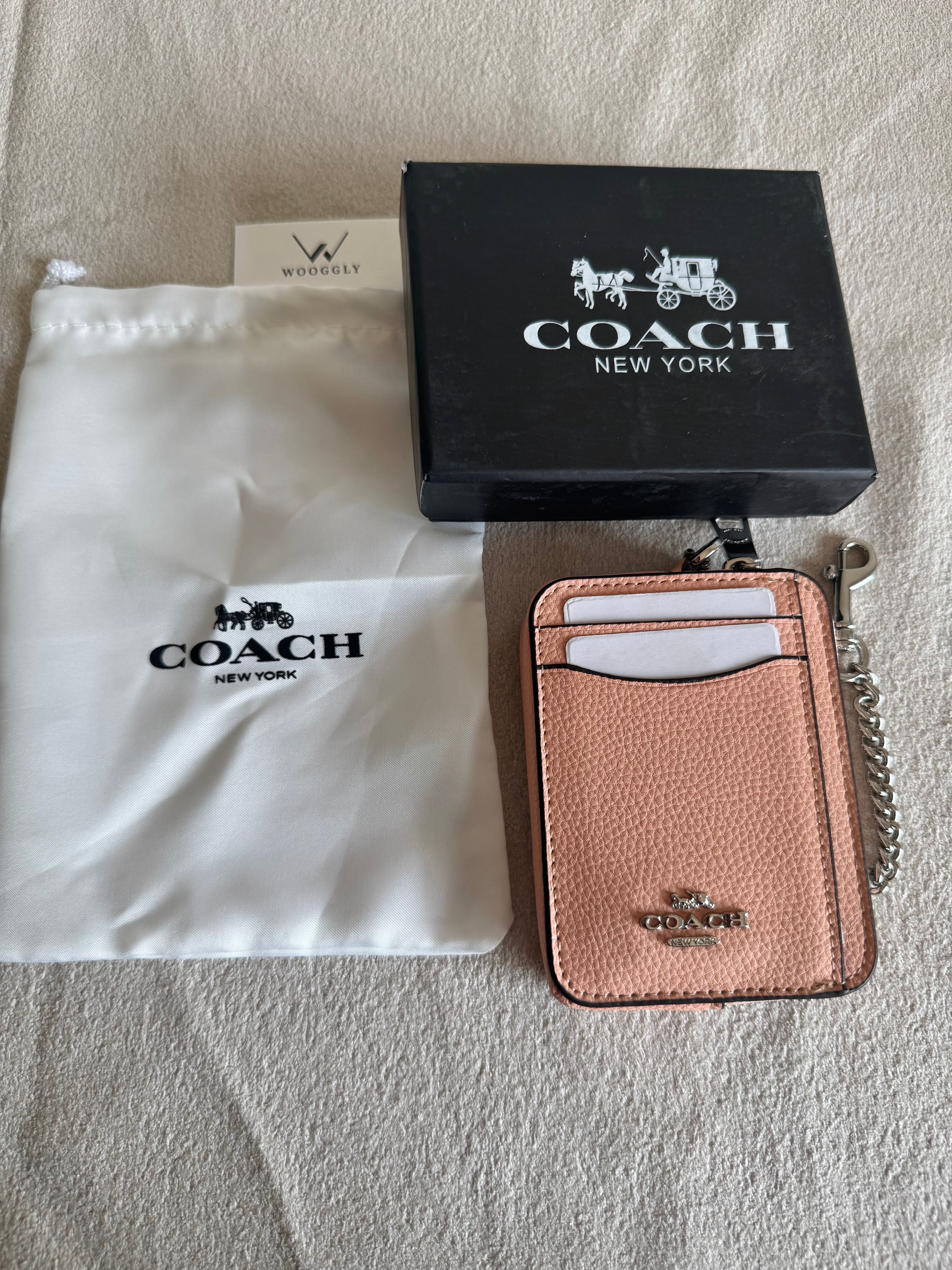 Coach Zip Card Case with Box Packing - Pretty Peach