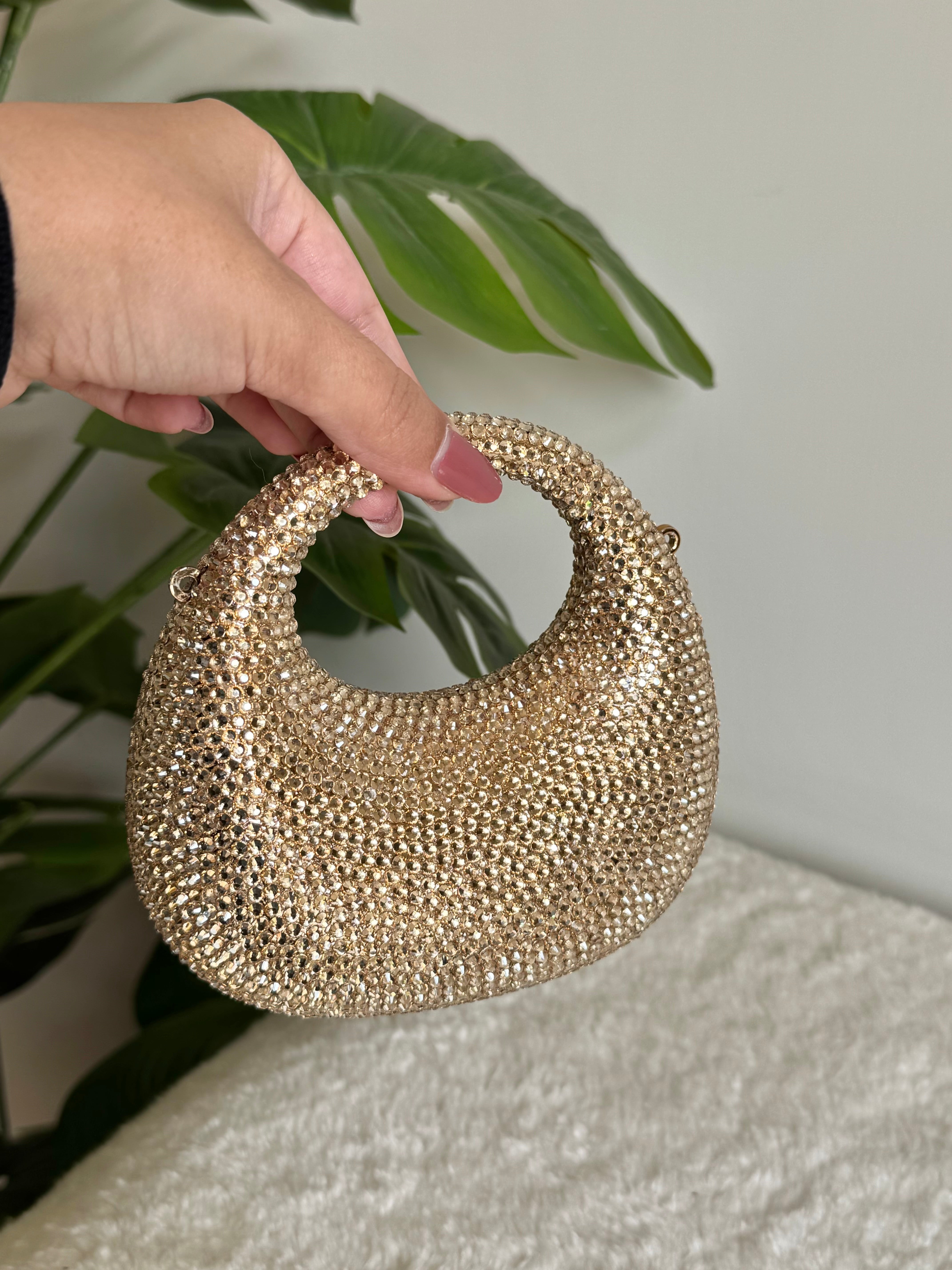 Viral Swarovski Metallic Clutch - Mini Gold