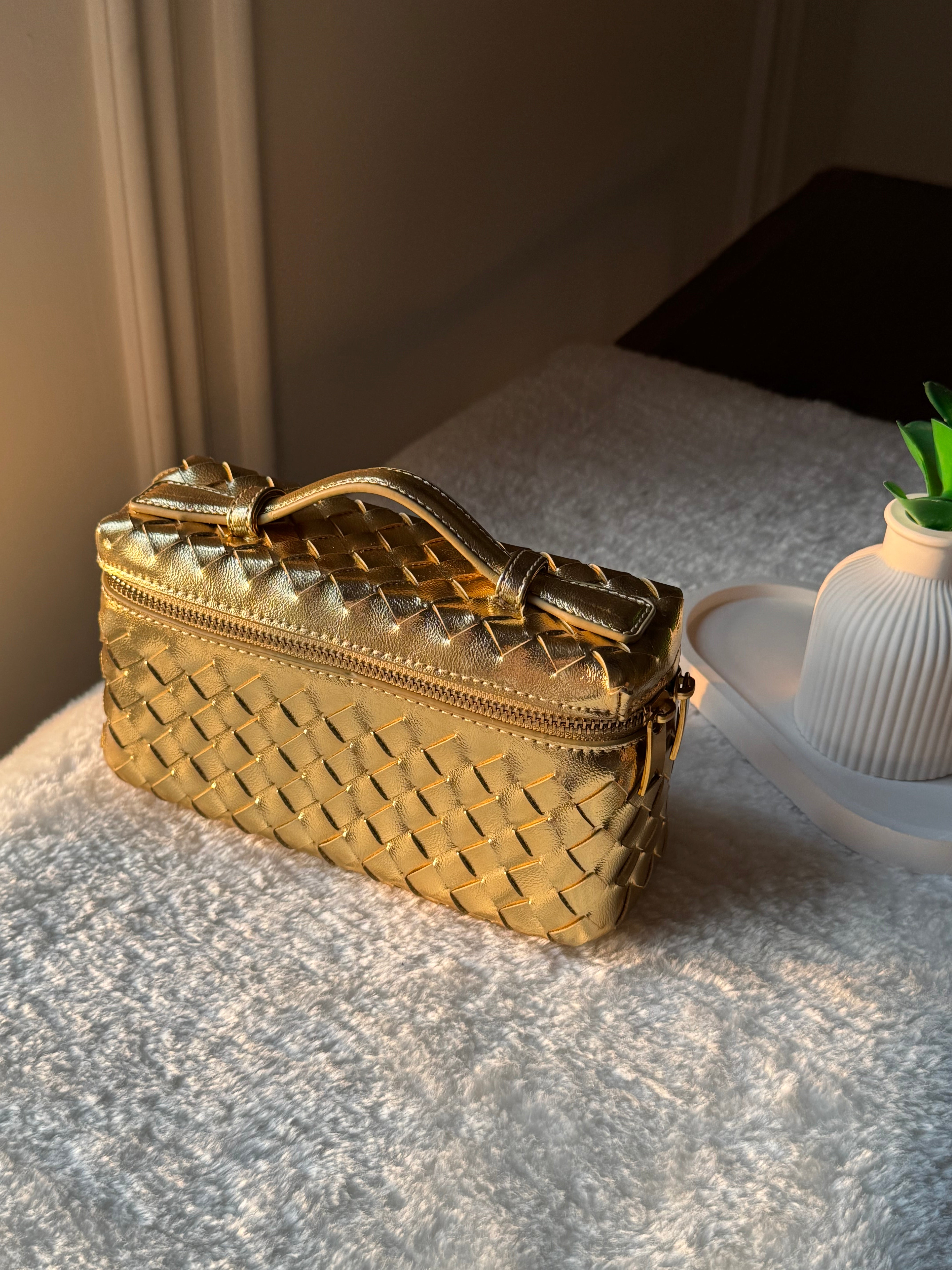JW Pie Woven Bag with Long Strap (Gold)