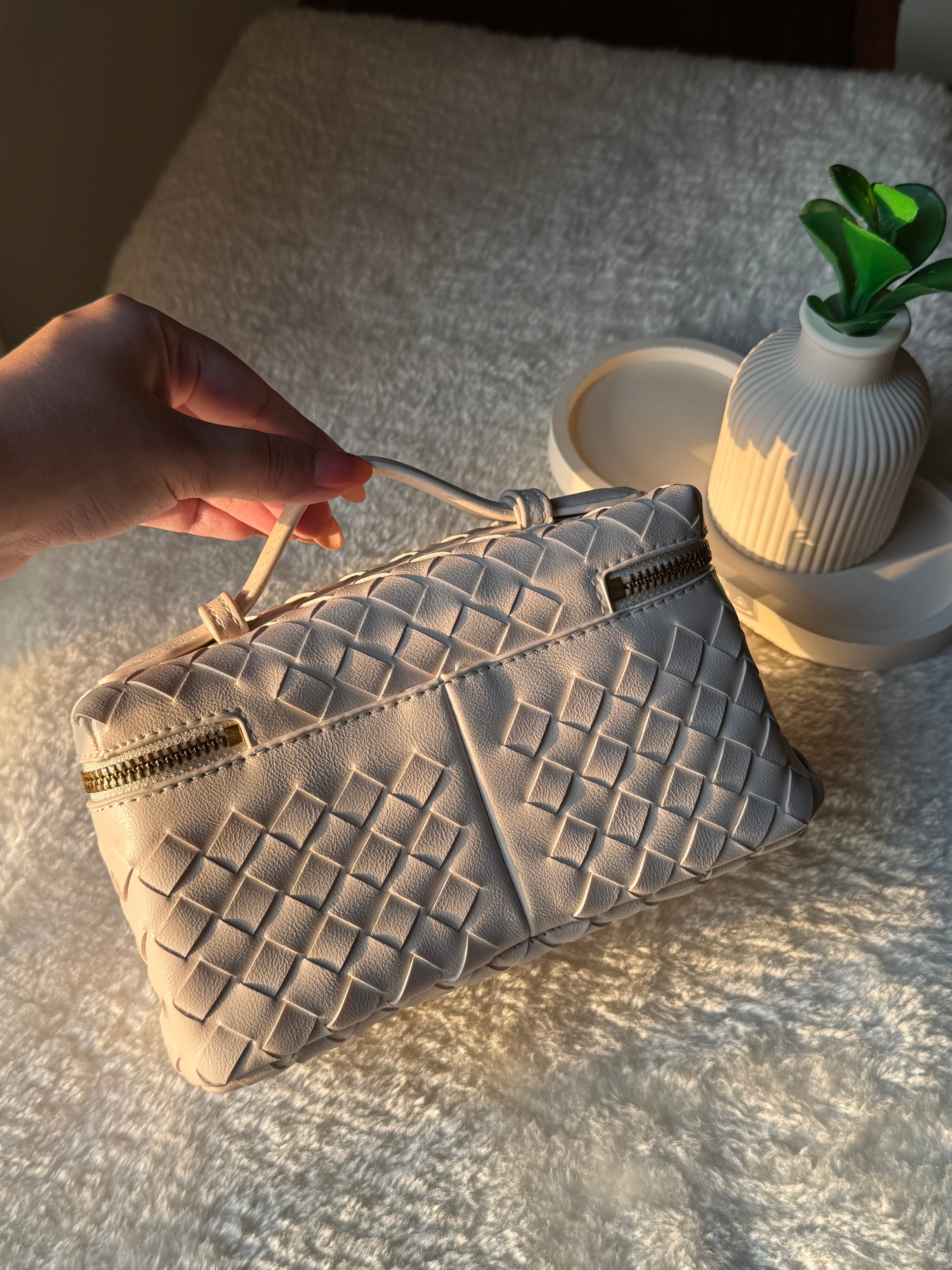 JW Pie Woven Bag with Long Strap (Cream)