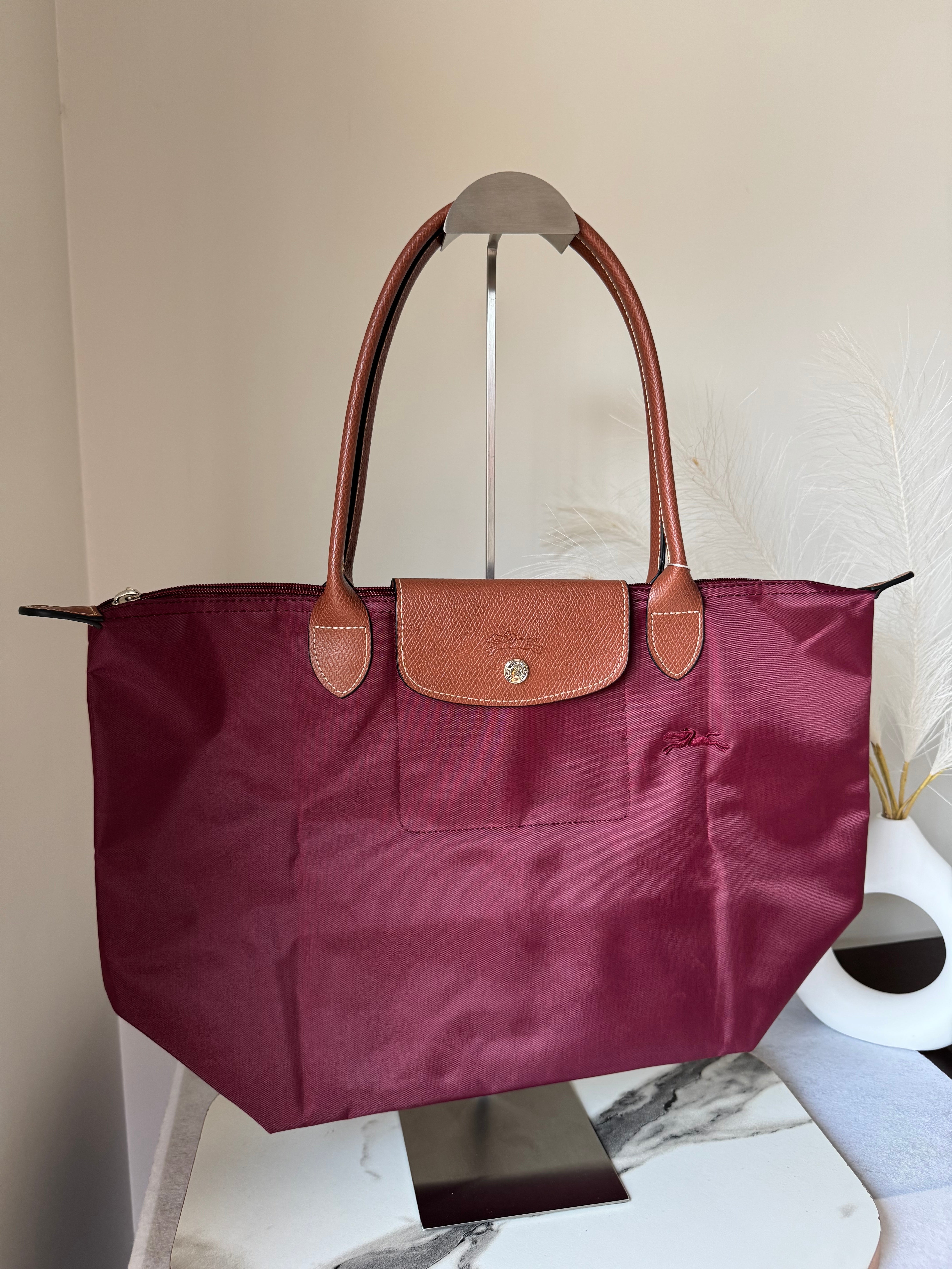 Longchamp Tote LARGE - Wine Red (WITH BRAND LOGO)