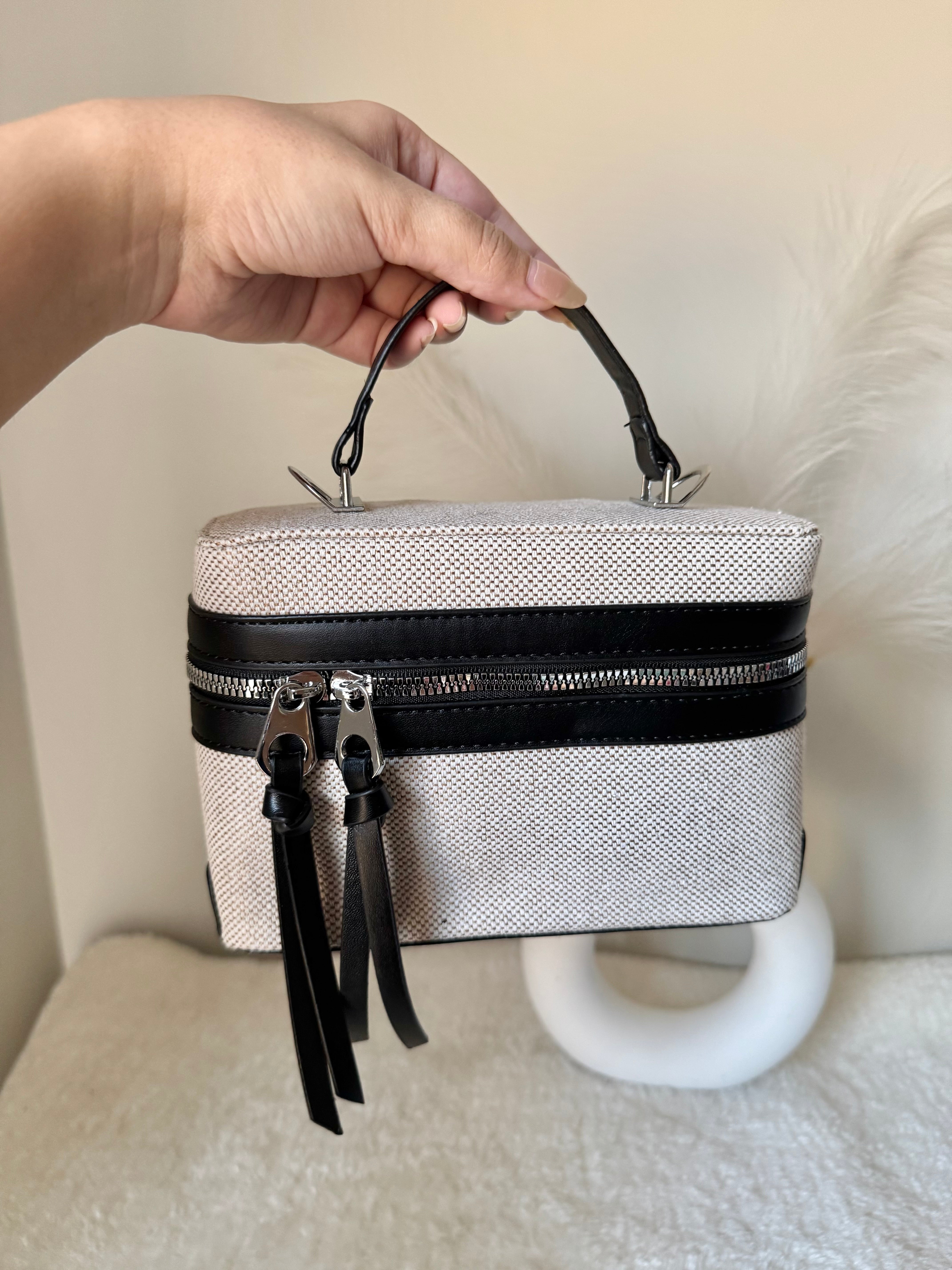 ZARA Inspired Box Bag - Black with Long Strap