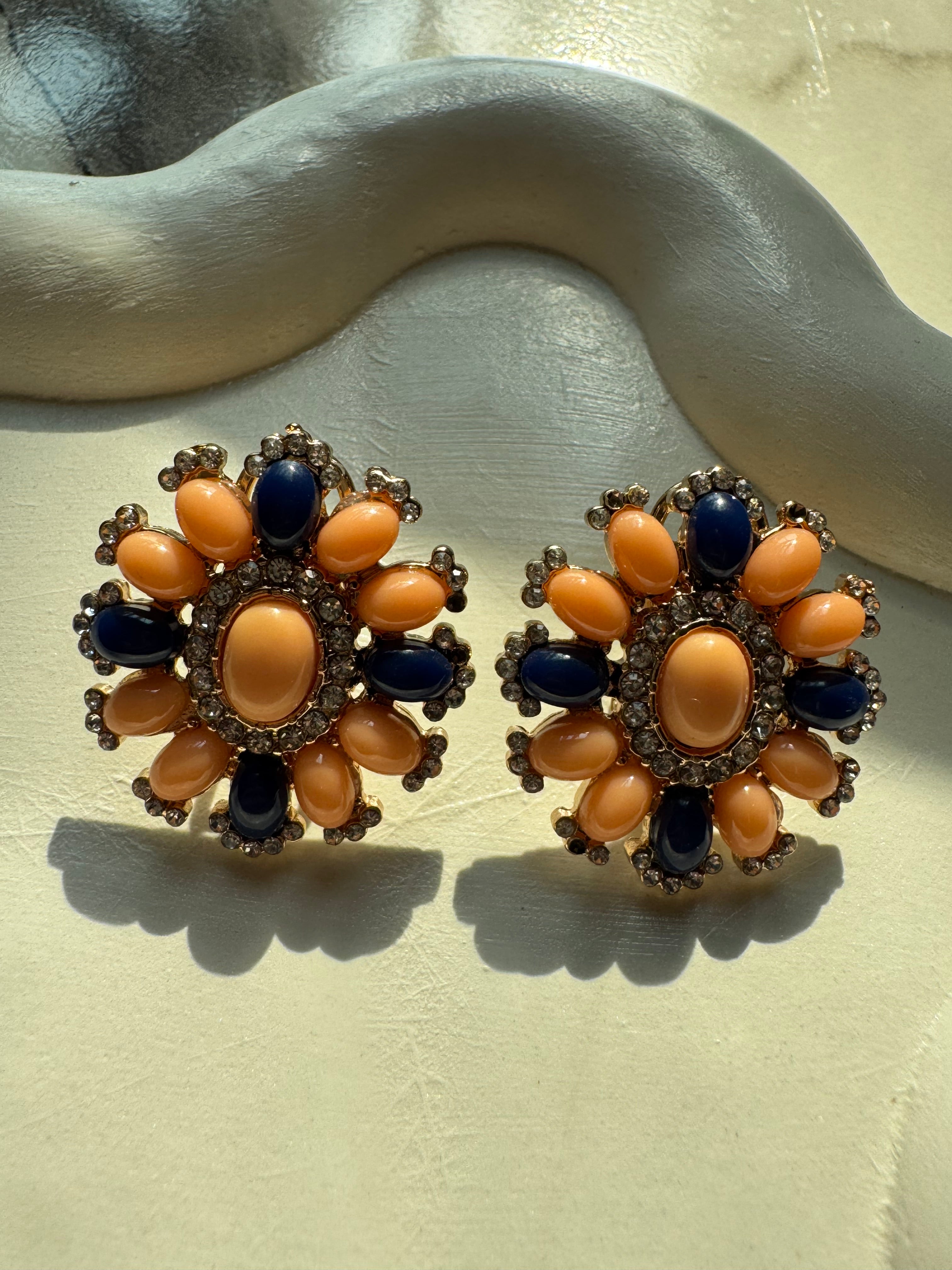 Viva Vibrance Earrings - Peach Deep Blue