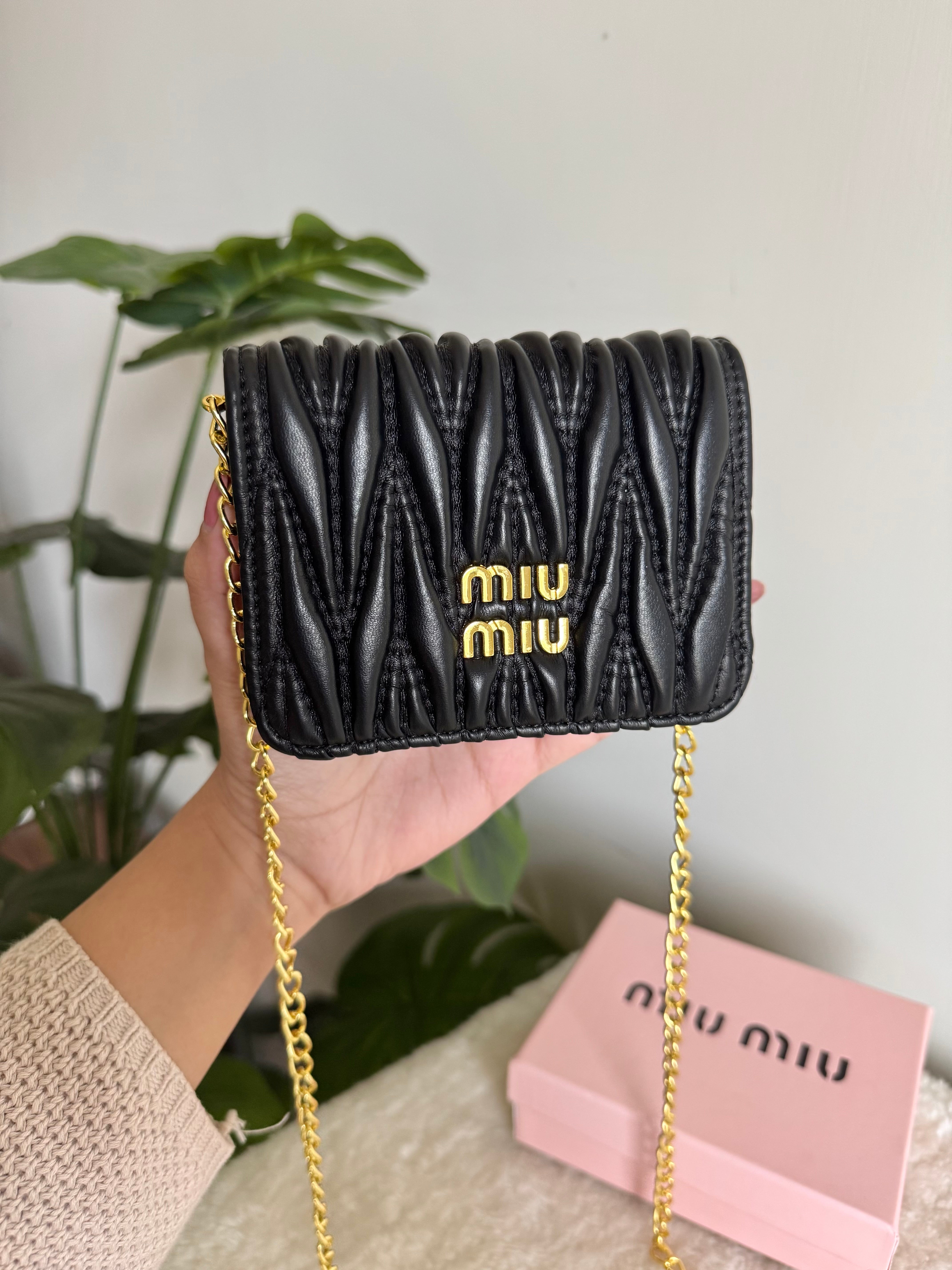 Miu Miu Wallet with Detachable Chain - Black