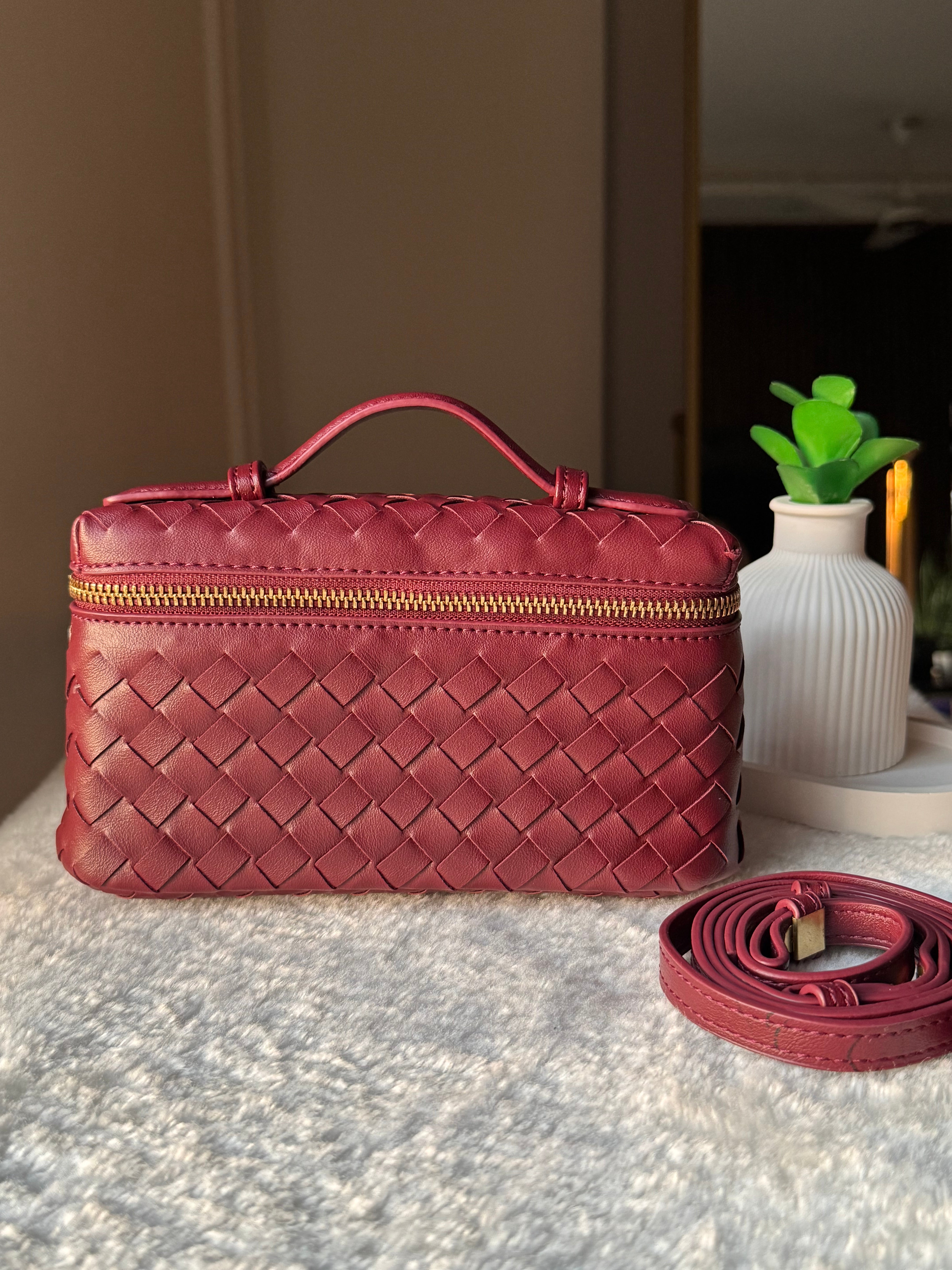 JW Pie Woven Bag with Long Strap (Burgandy)