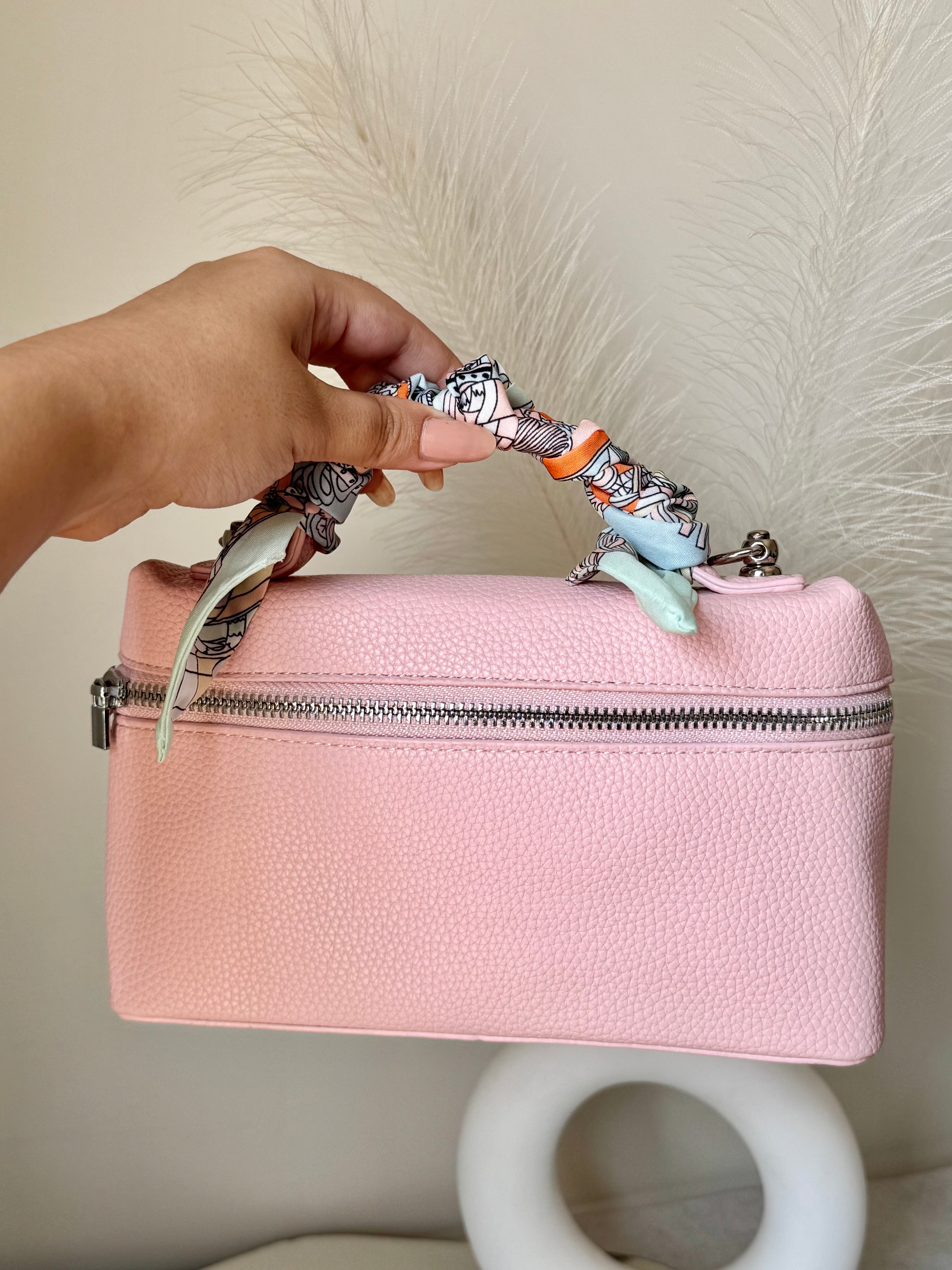 Loro Piana Inspired with Strap & Silk Scarf - Pink