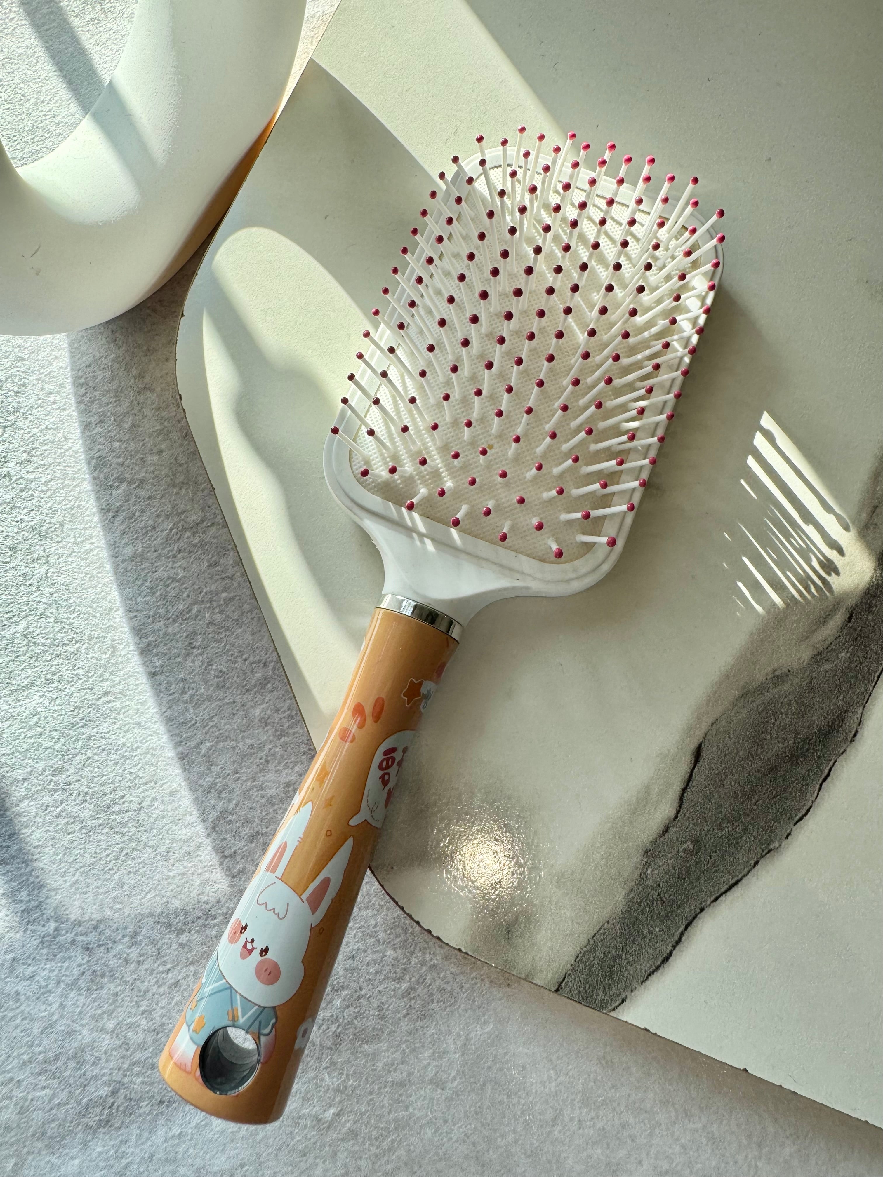Softest White Brown Bunny Square Brush
