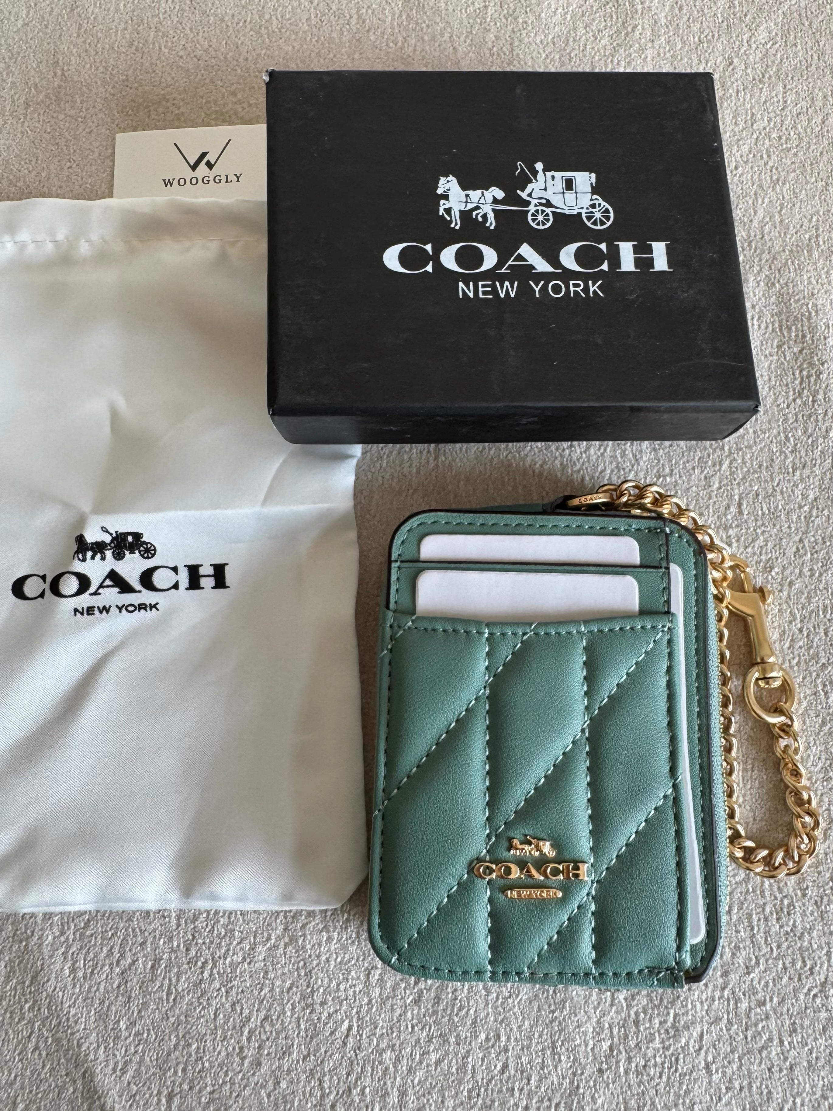 Coach Zip Card Case with Box Packing - Turquoise