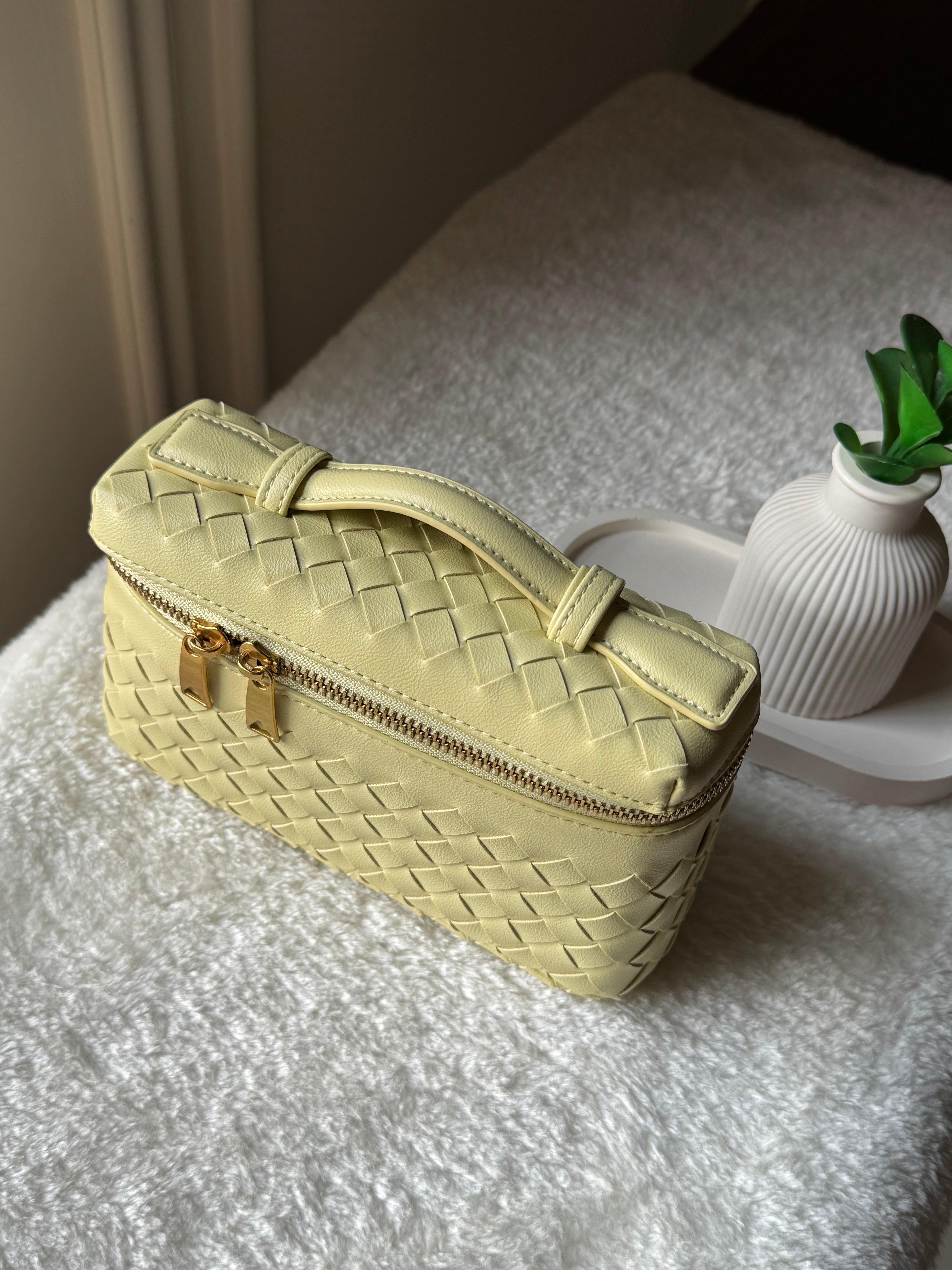JW Pie Woven Bag with Long Strap (Butter Yellow)