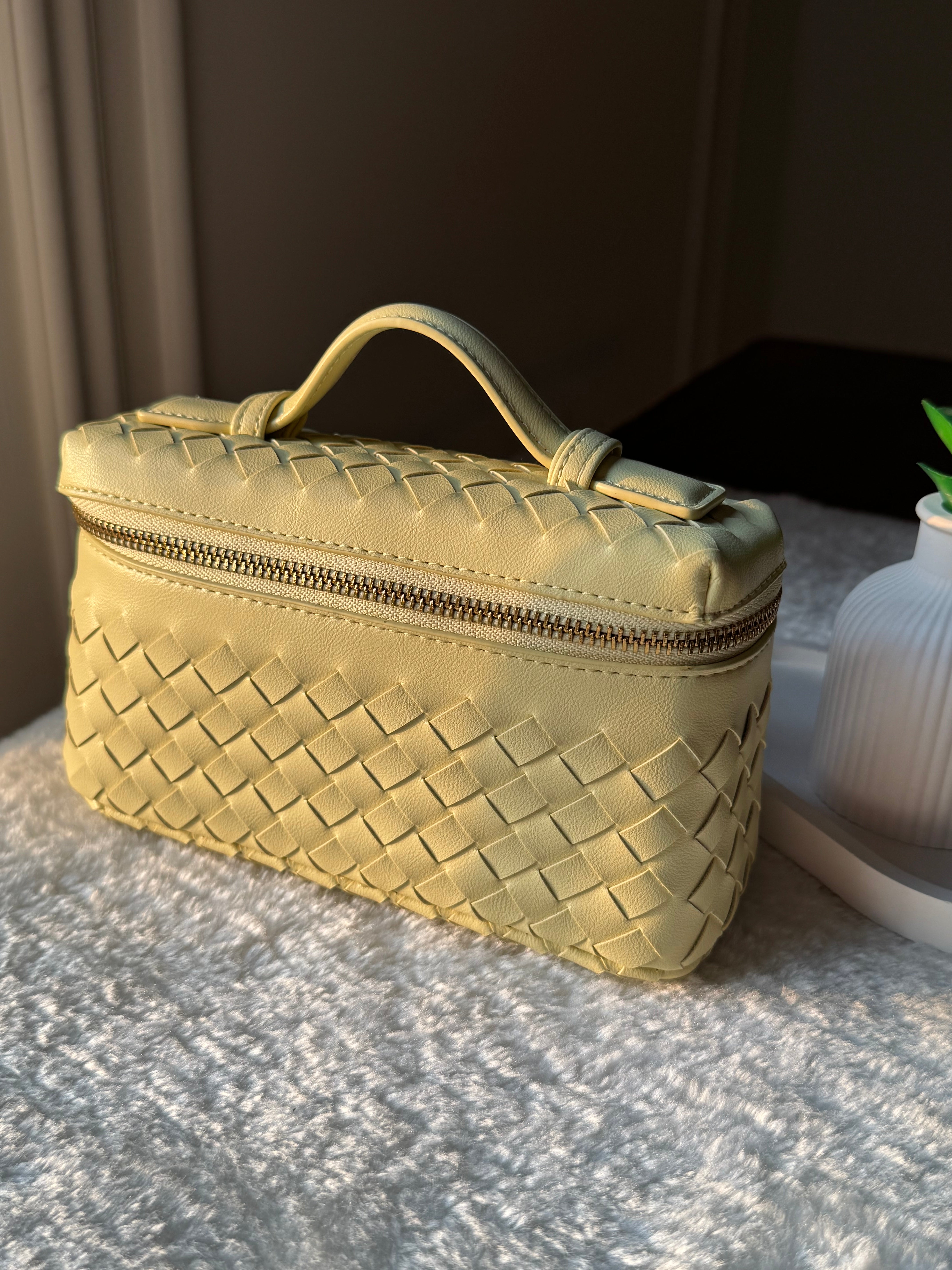 JW Pie Woven Bag with Long Strap (Butter Yellow)