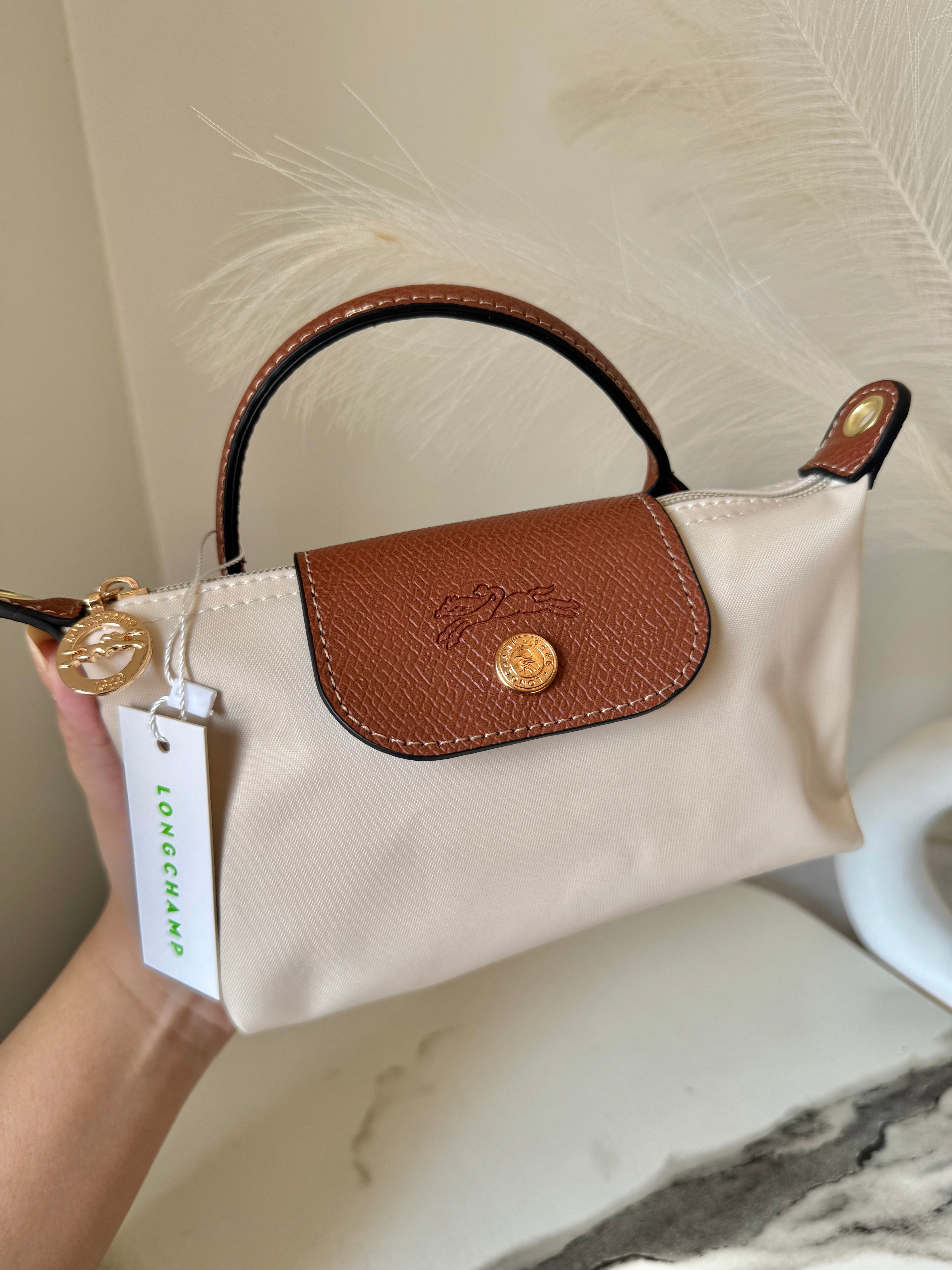 LongChamp Crossbody Bag with Strap - Paper White (WITH BRAND LOGO)