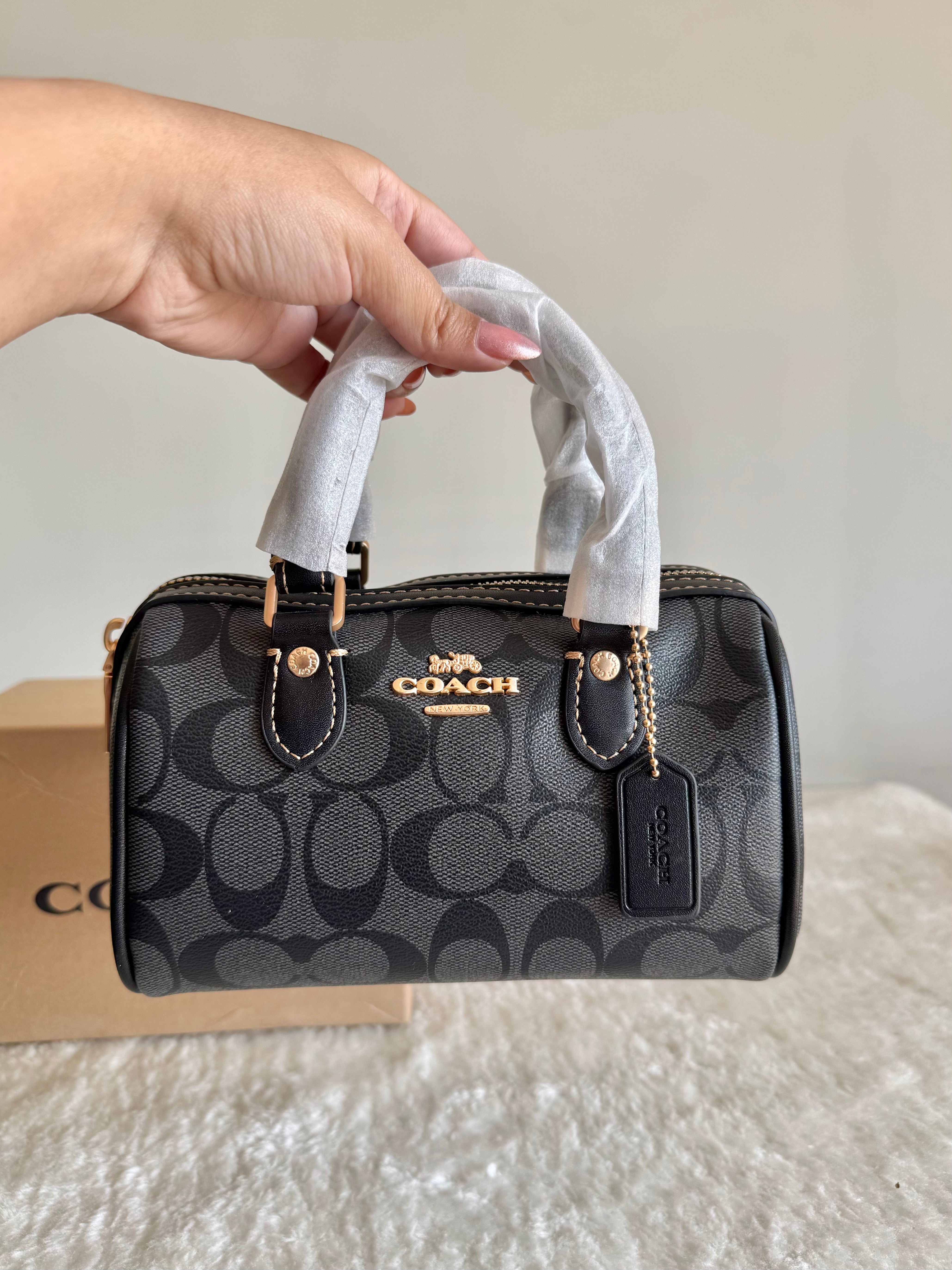COACH Mini Duffle Bag PREMIUM with Long Strap (Black) - BOX PACKING