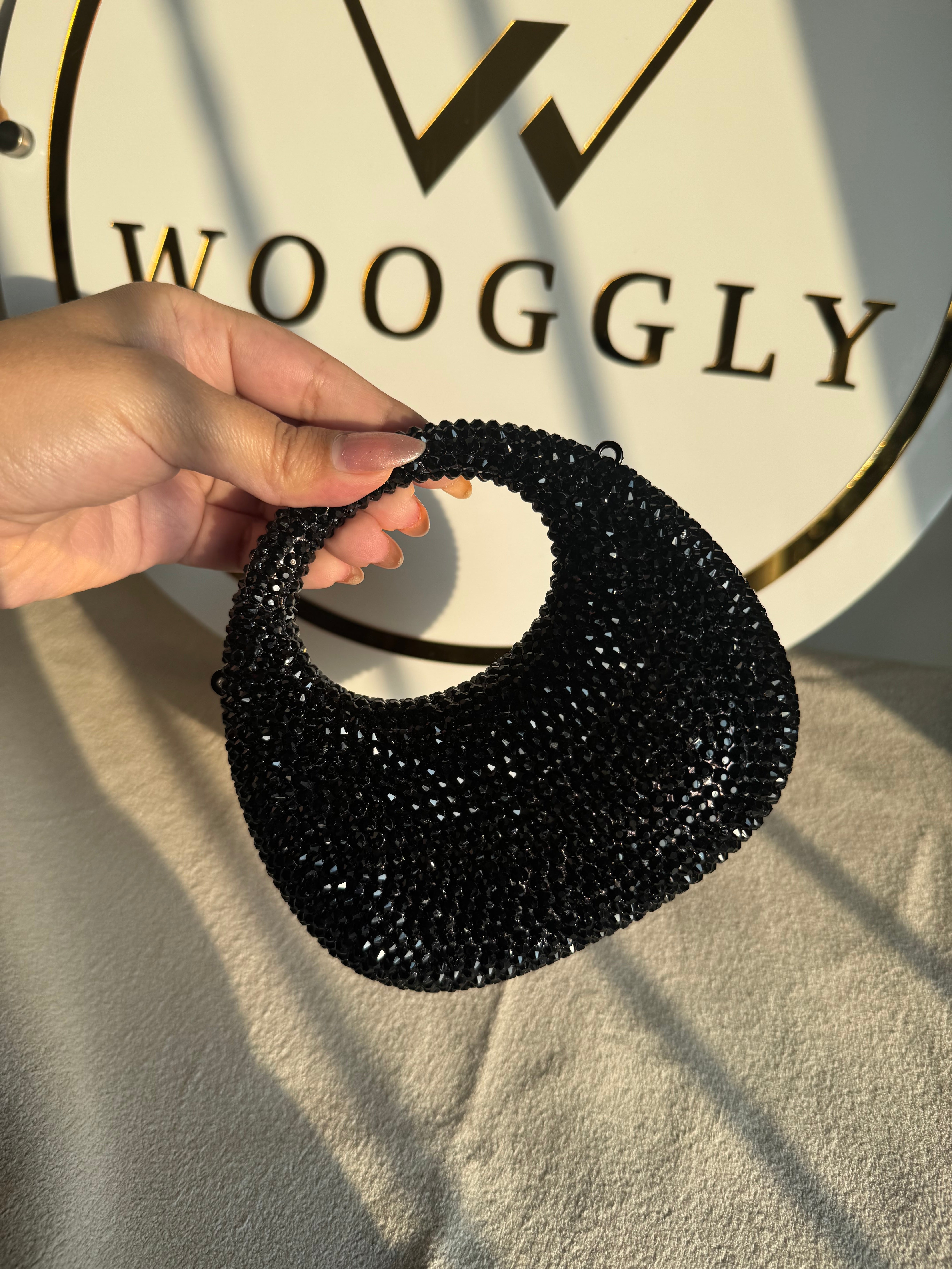 Viral Swarovski Metallic Clutch - Mini Black