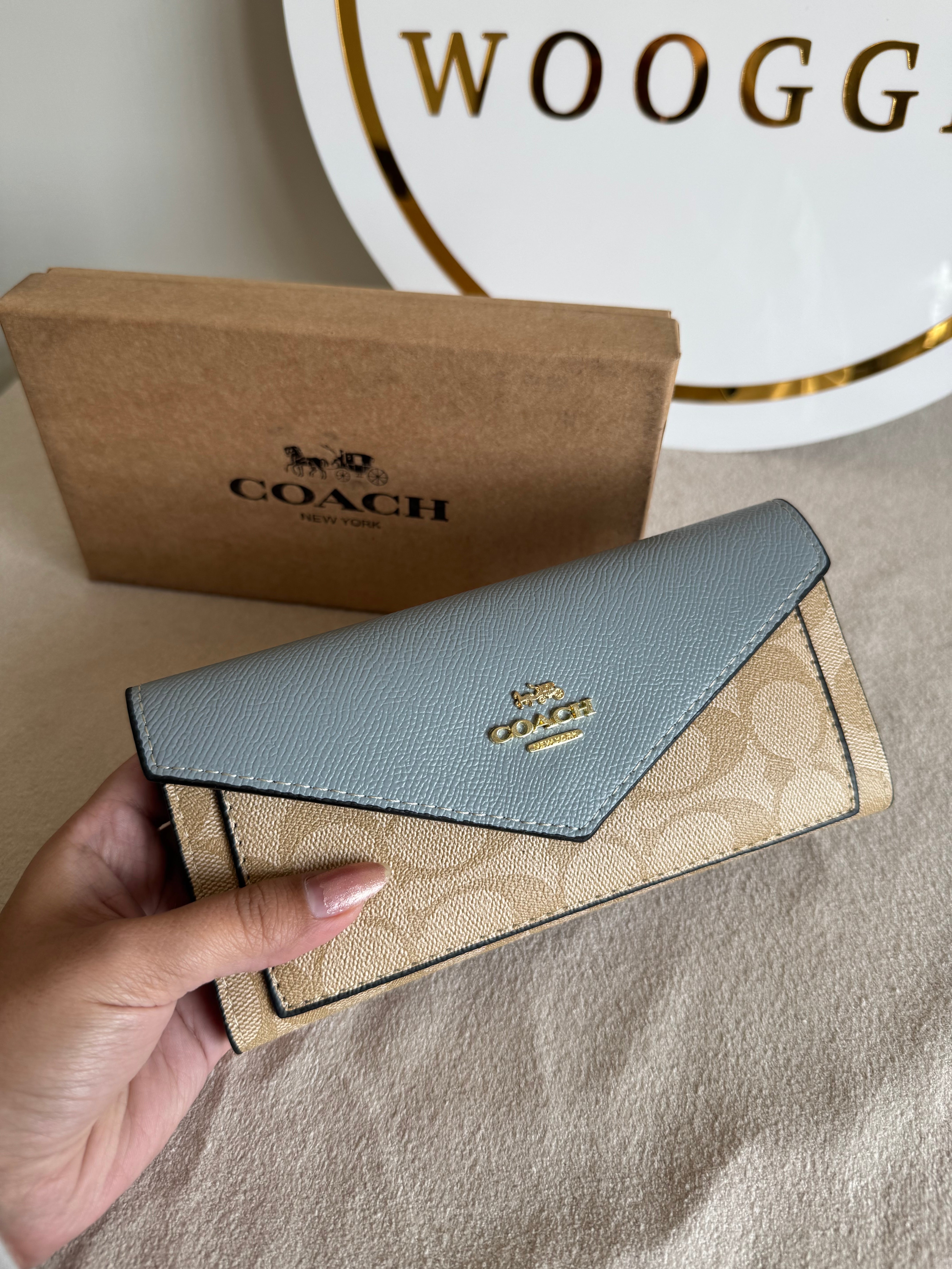 COACH Wallet with Card Holder Set Blue - Box Packing