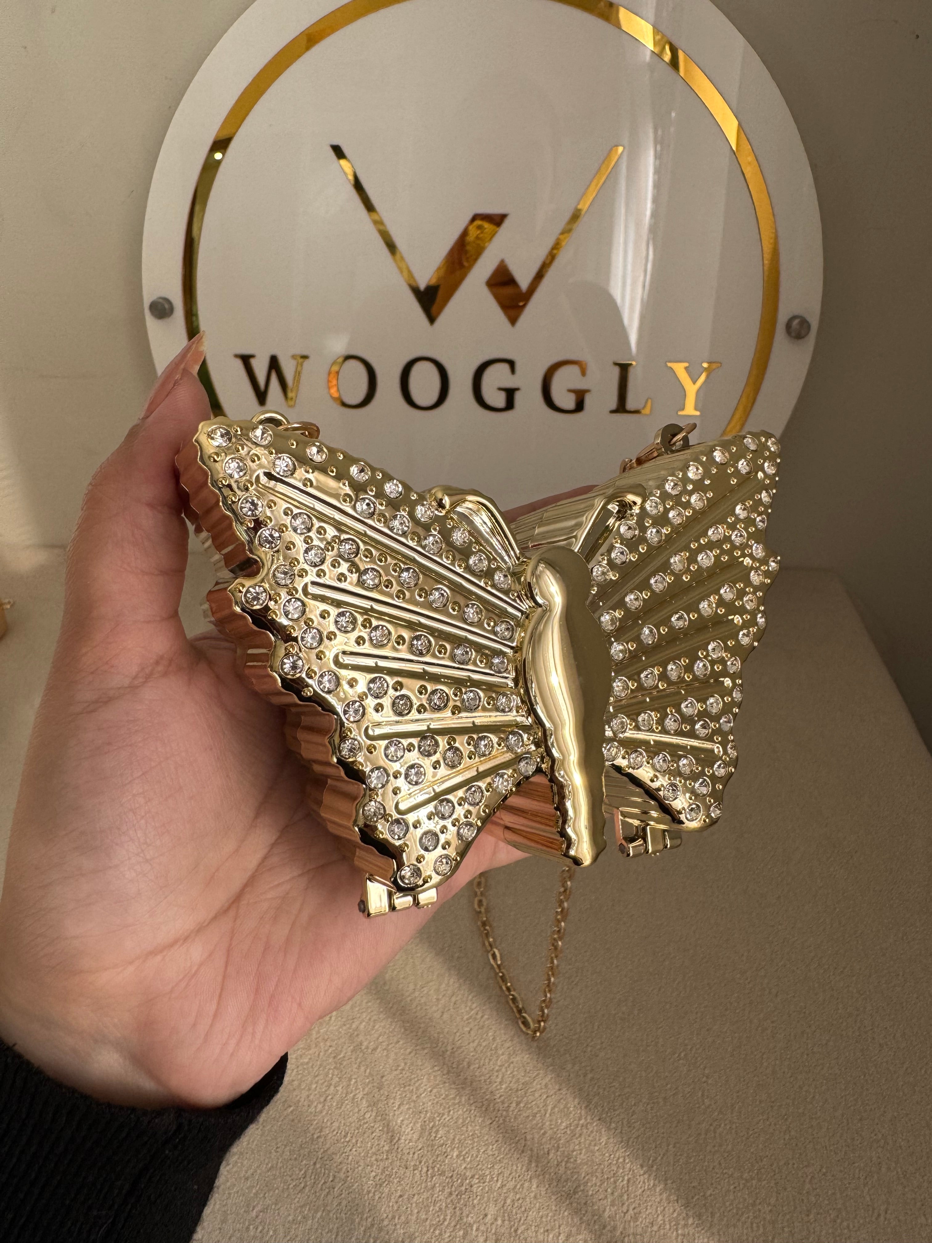 Glam Butterfly Clutch with Chain - Mini Gold