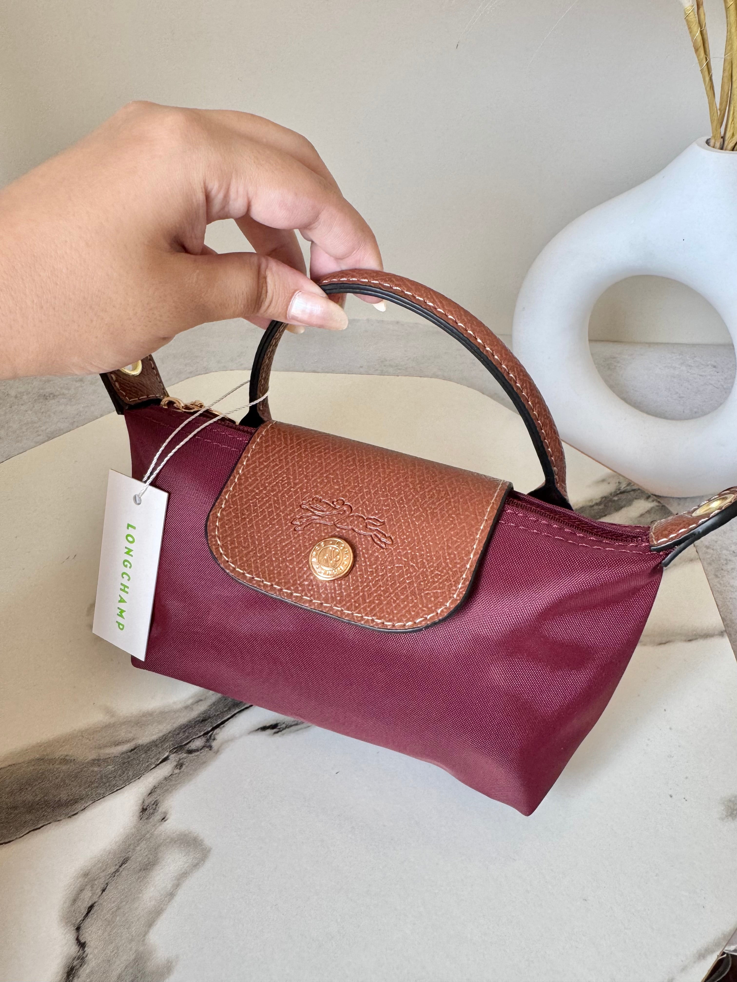 LongChamp Crossbody Bag with Strap - Wine Red (WITH BRAND LOGO)