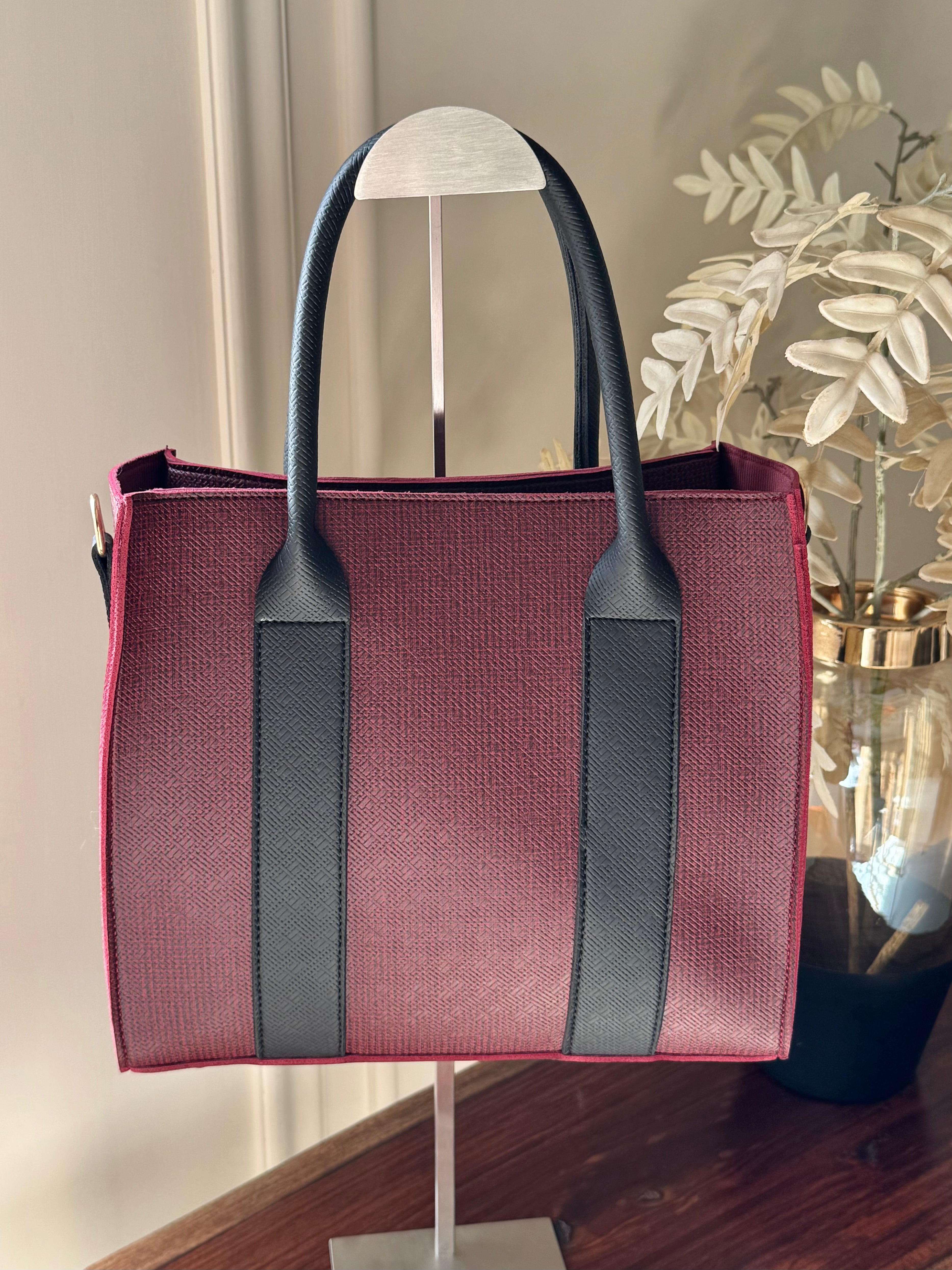 Mashion Tote with Pouch - Maroon