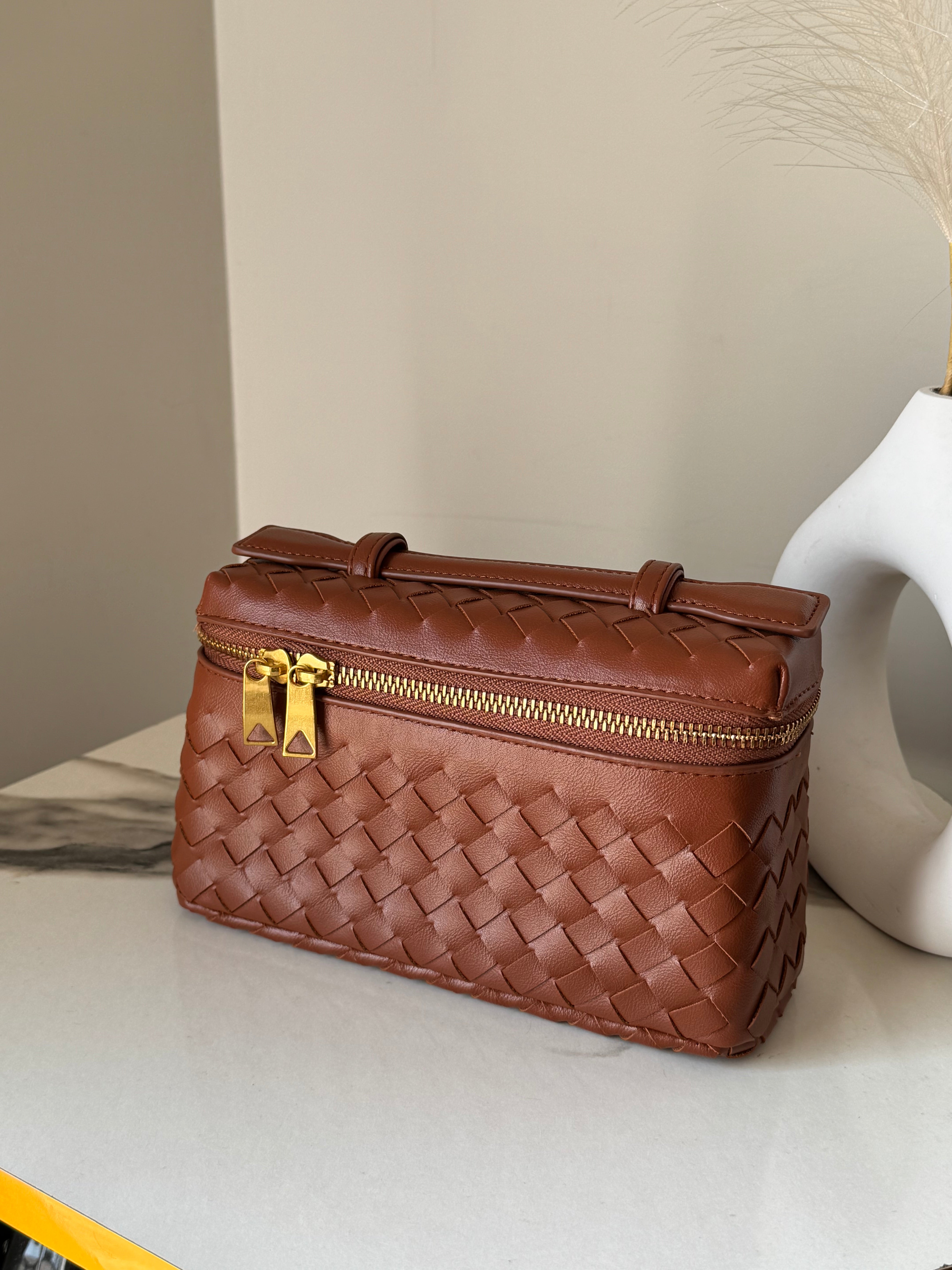 JW Pie Woven Bag with Long Strap (Brown)