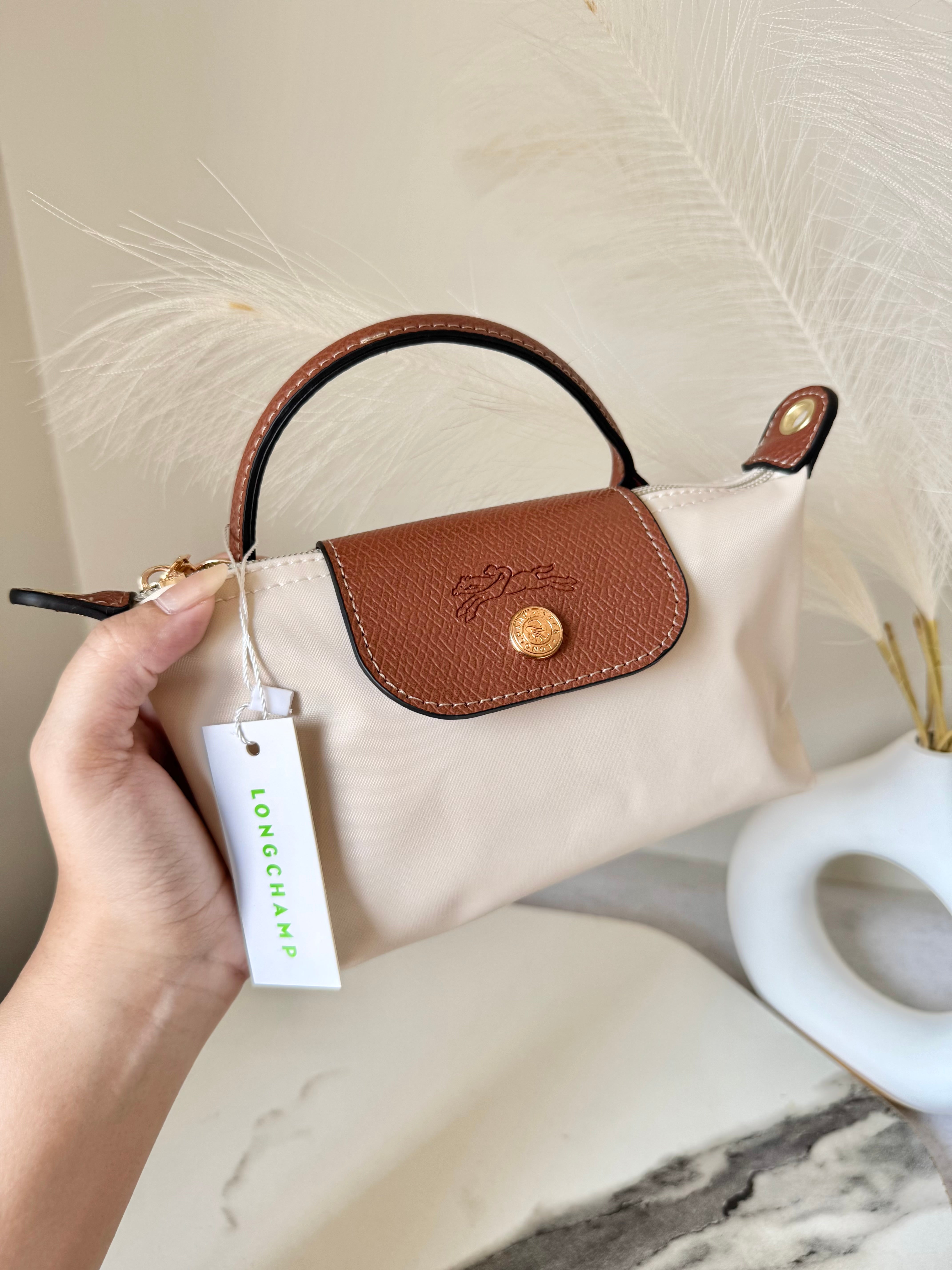 LongChamp Crossbody Bag with Strap - Paper White (WITH BRAND LOGO)