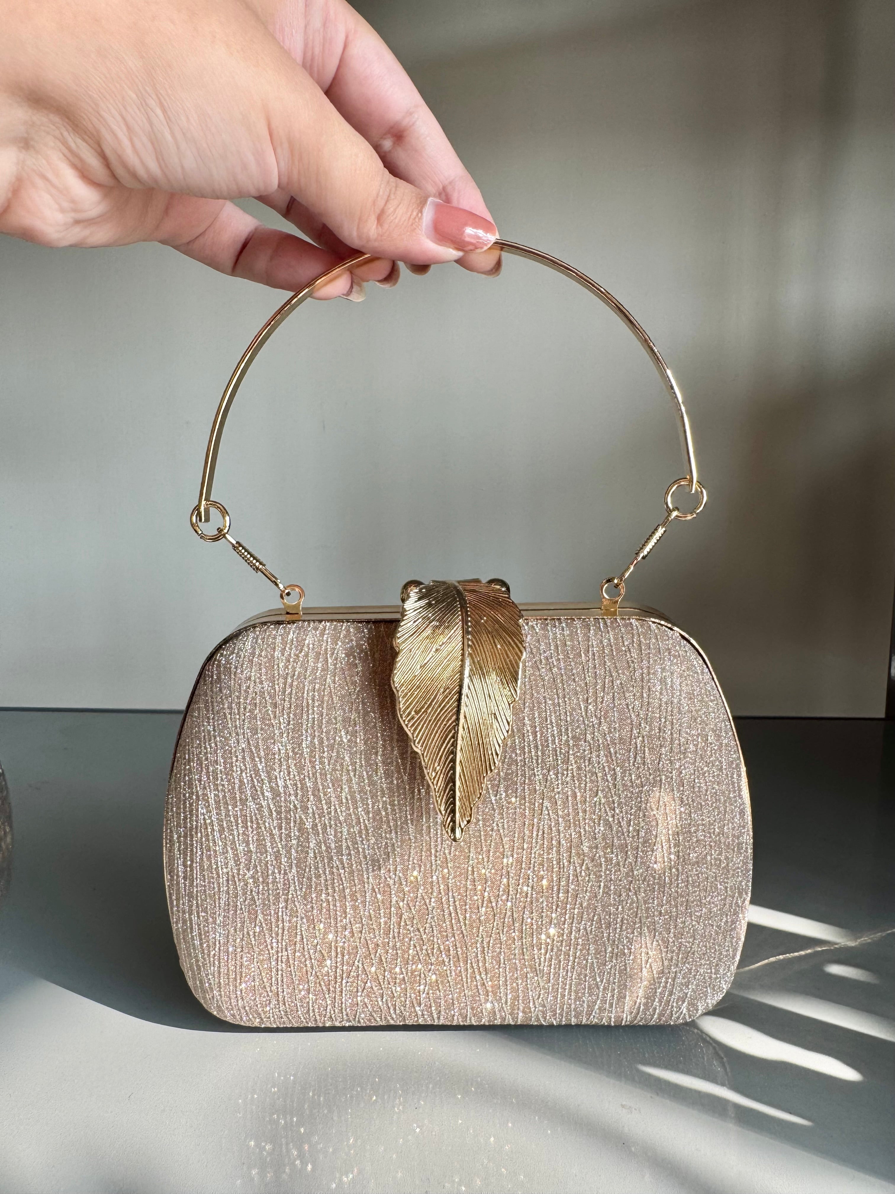 Crystal Charm Clutch - Shimmer Gold