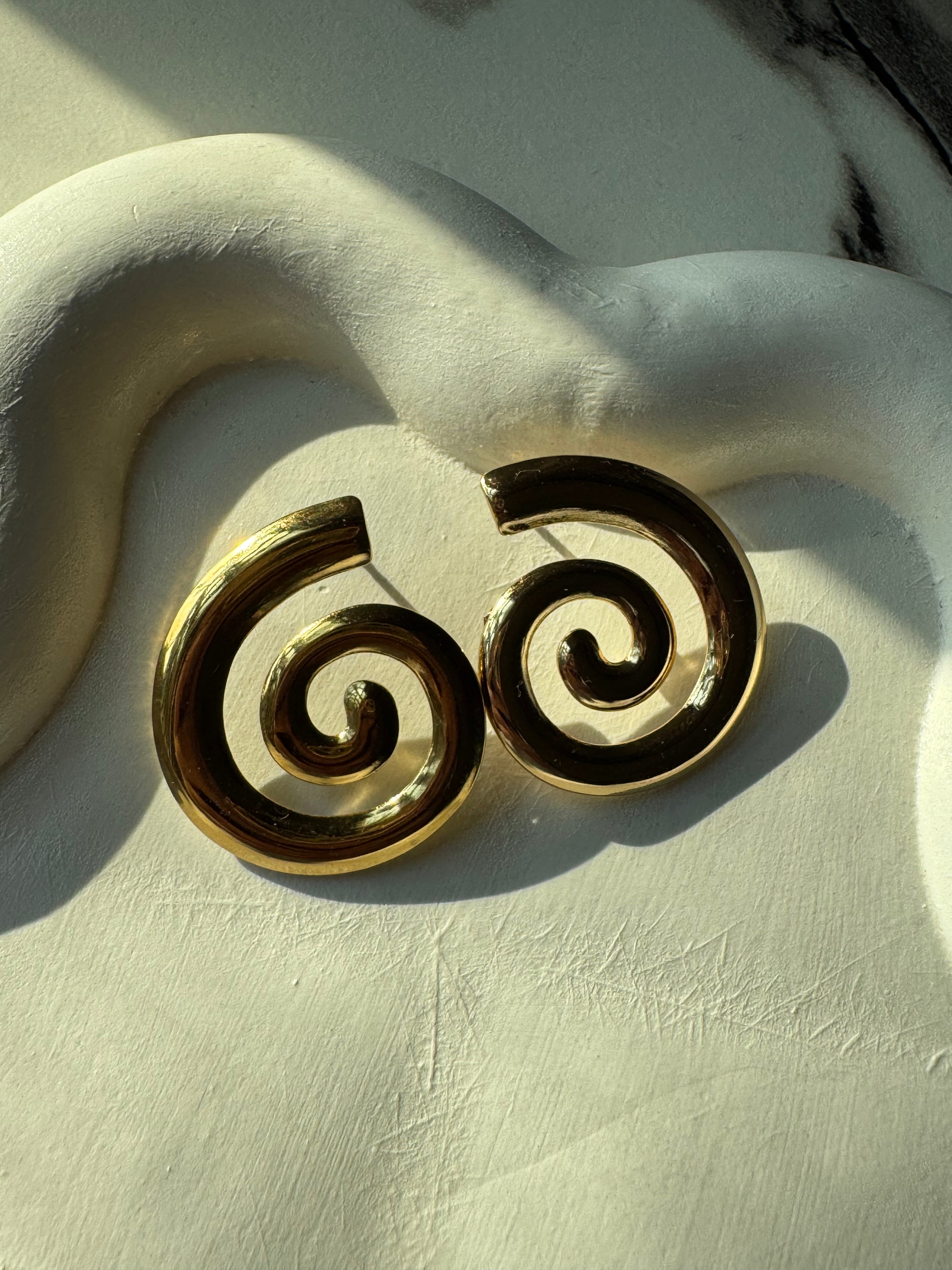 Golden Swirl Studs - 18K Gold Plated