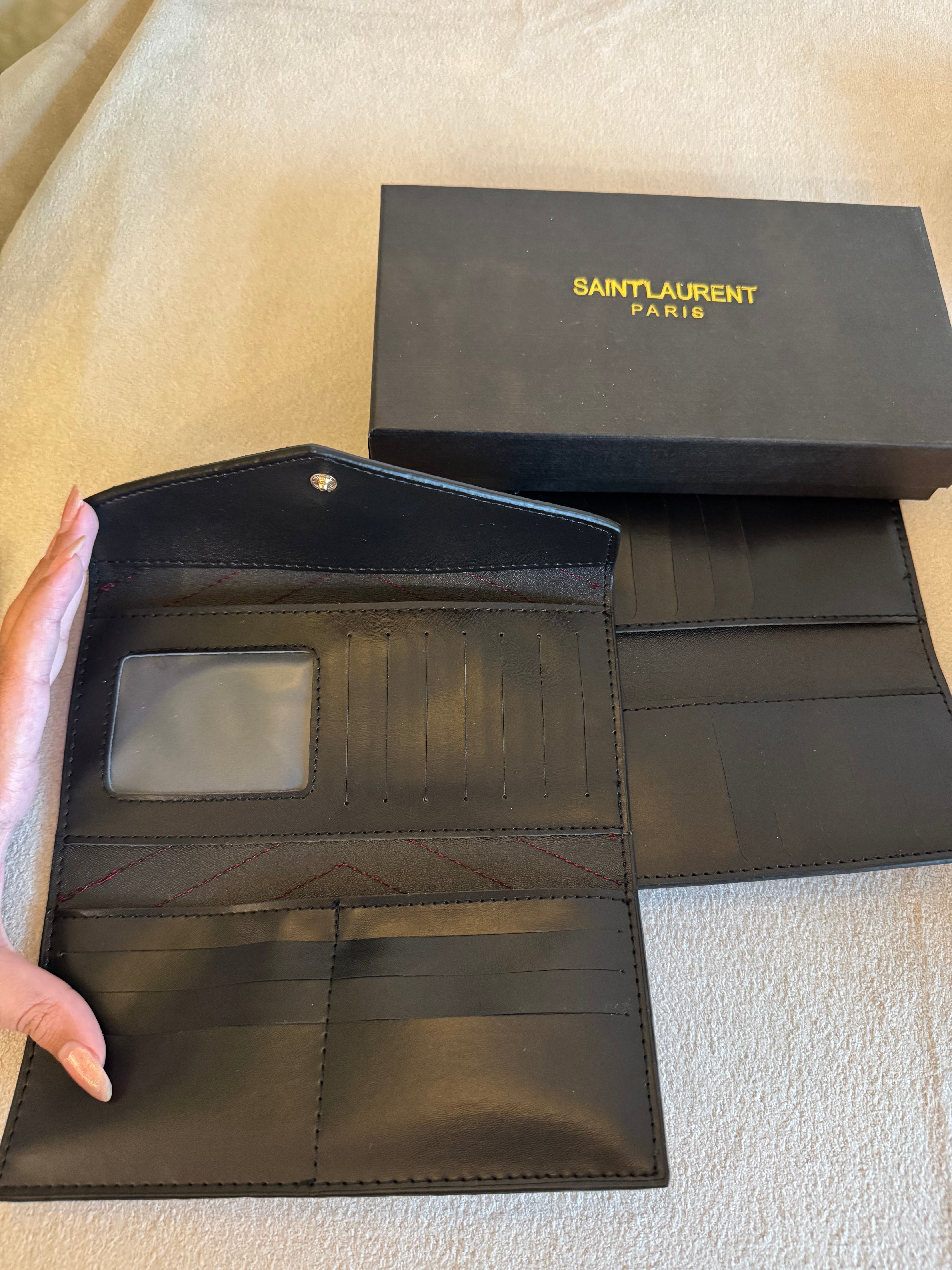 YSL Wallet with Card Holder Set (Maroon) - Box Packing