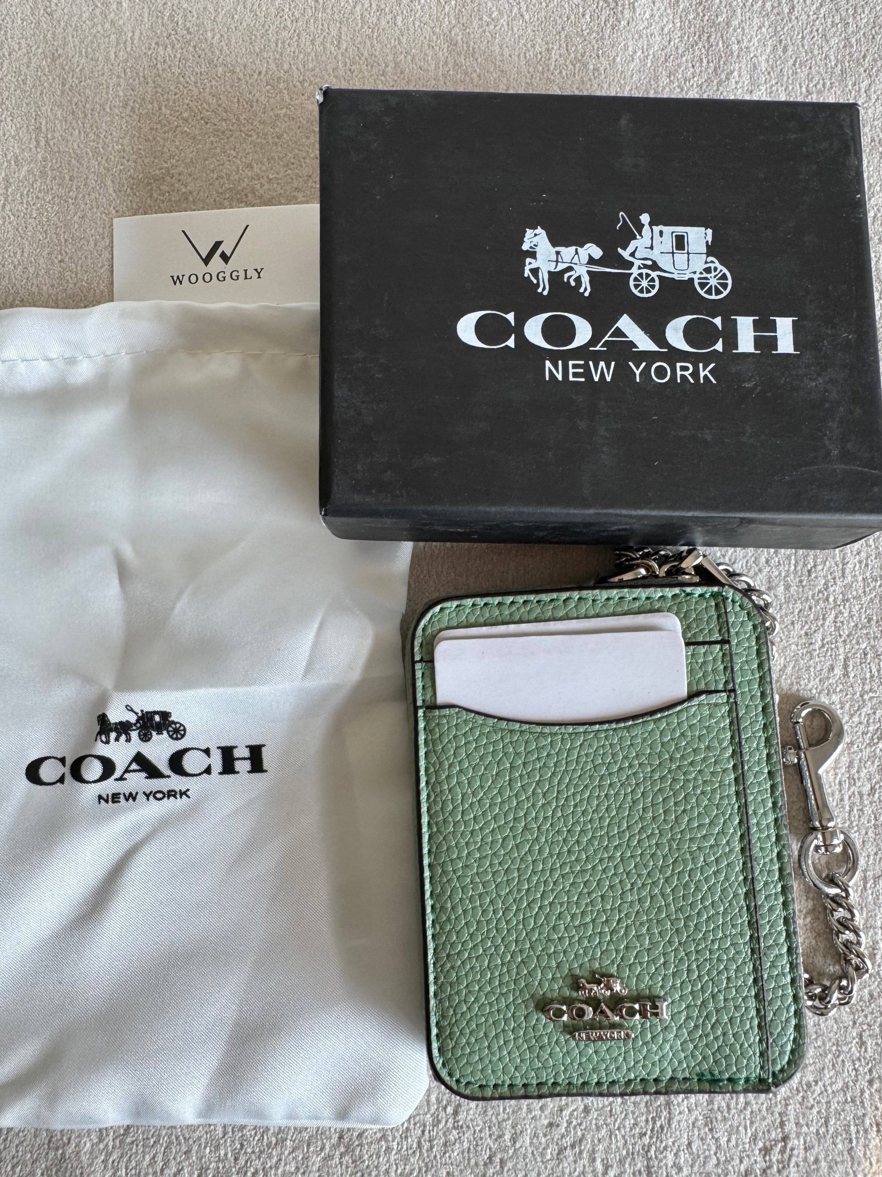 Coach Zip Card Case with Box Packing - Sea Green