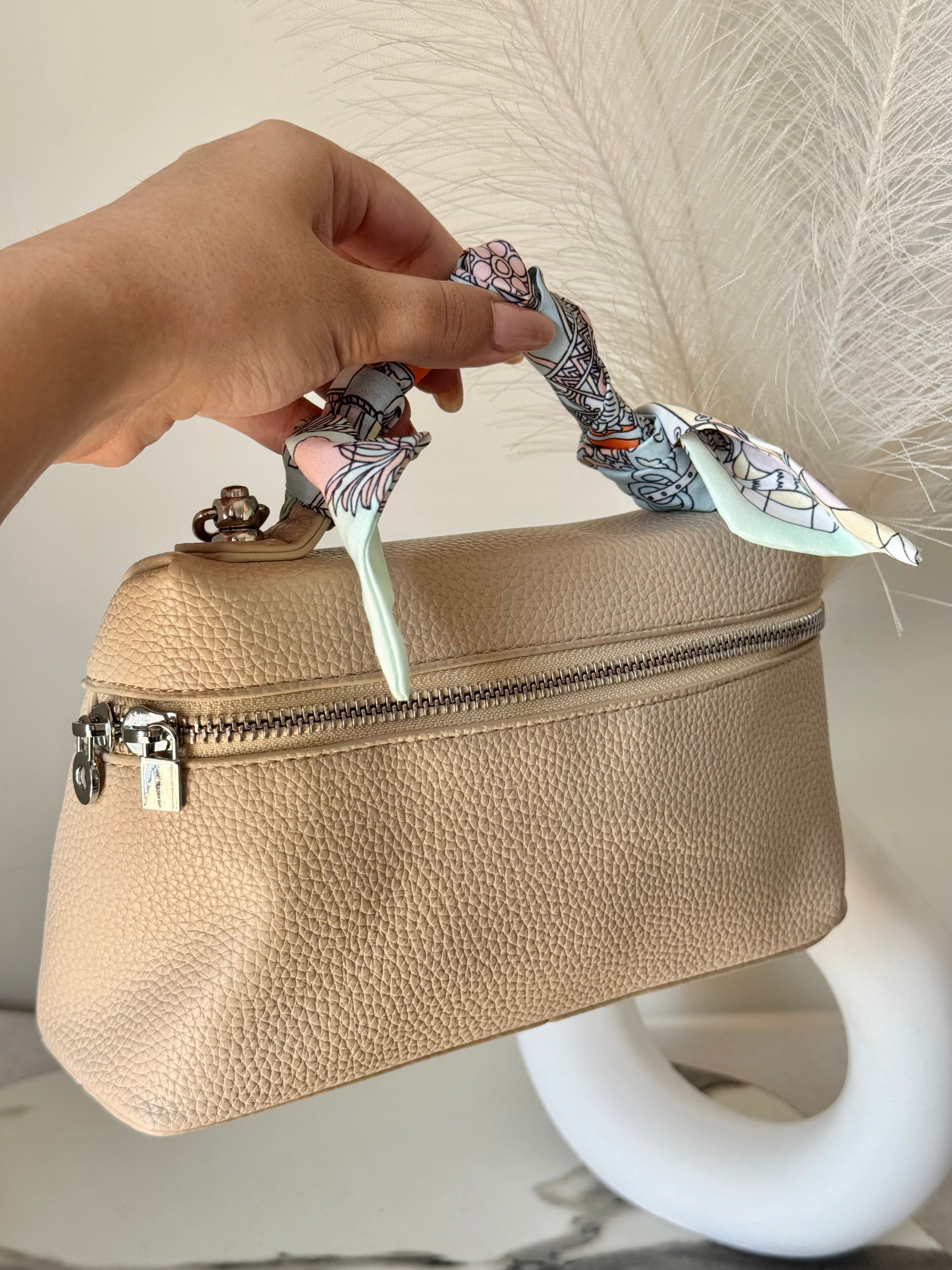 Loro Piana Inspired with Strap & Silk Scarf - Beige