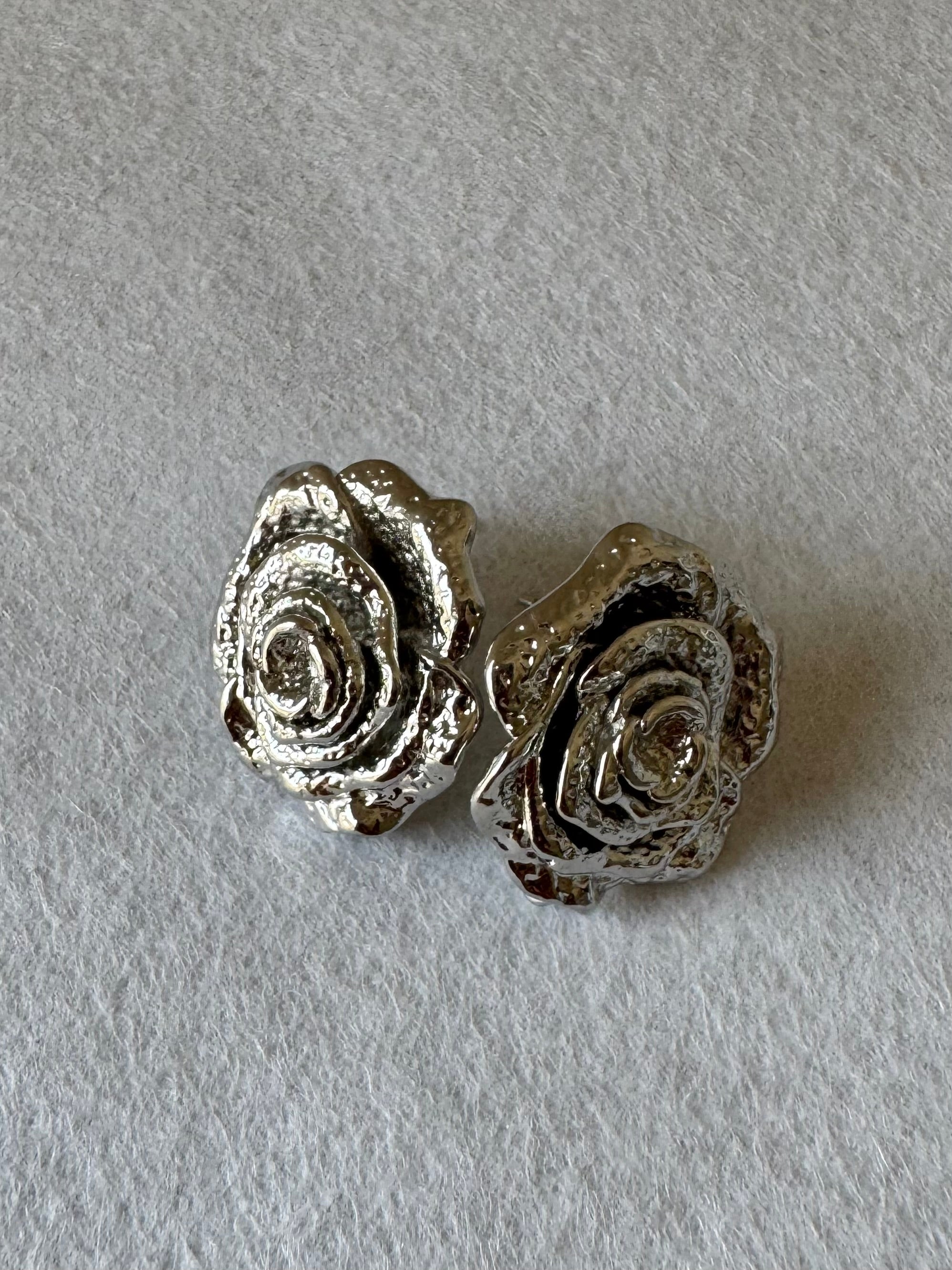 Silver Rose Studs