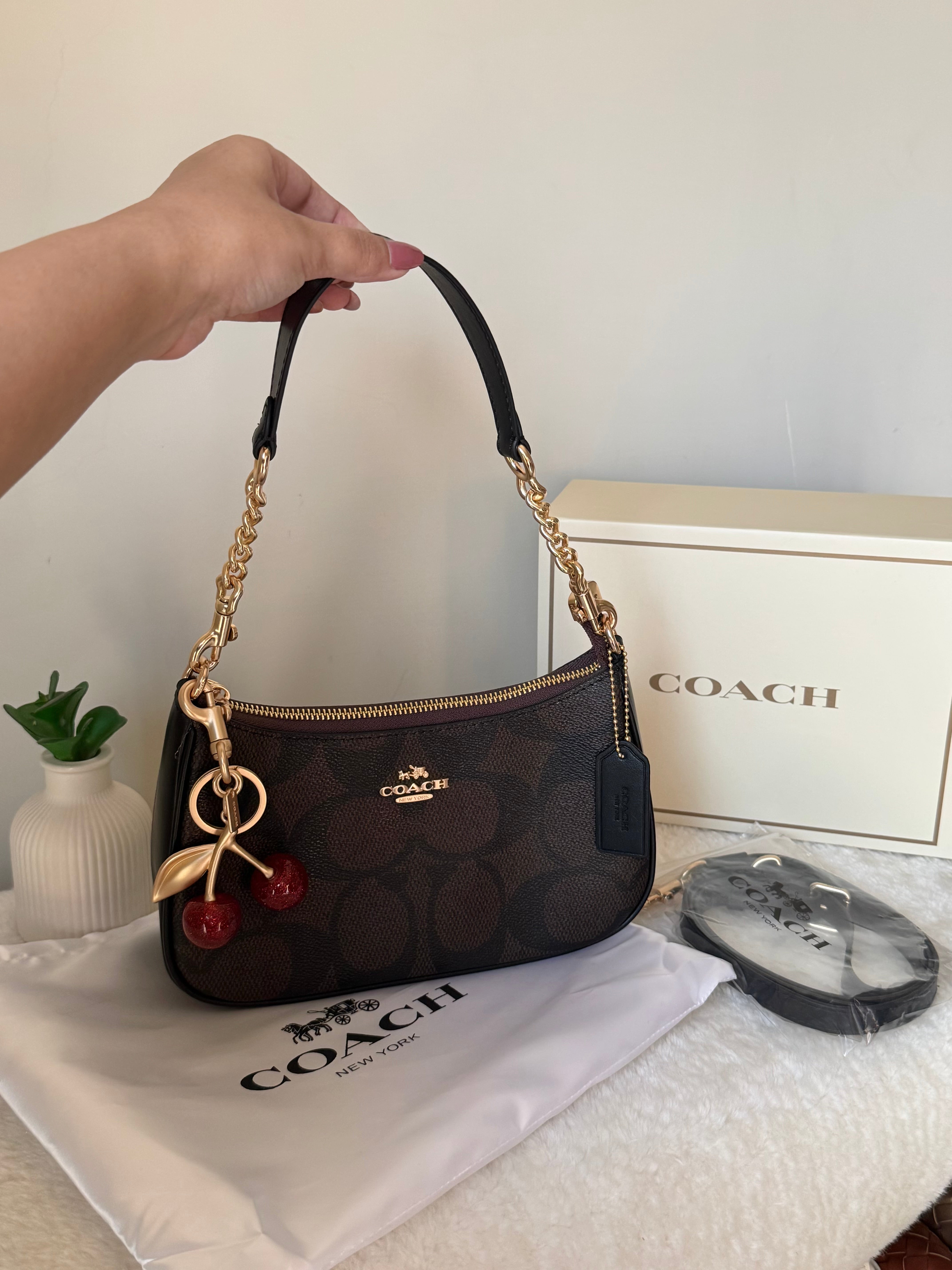 COACH TERI PREMIUM with Coach Cherry Charm (Brown) - BOX PACKING