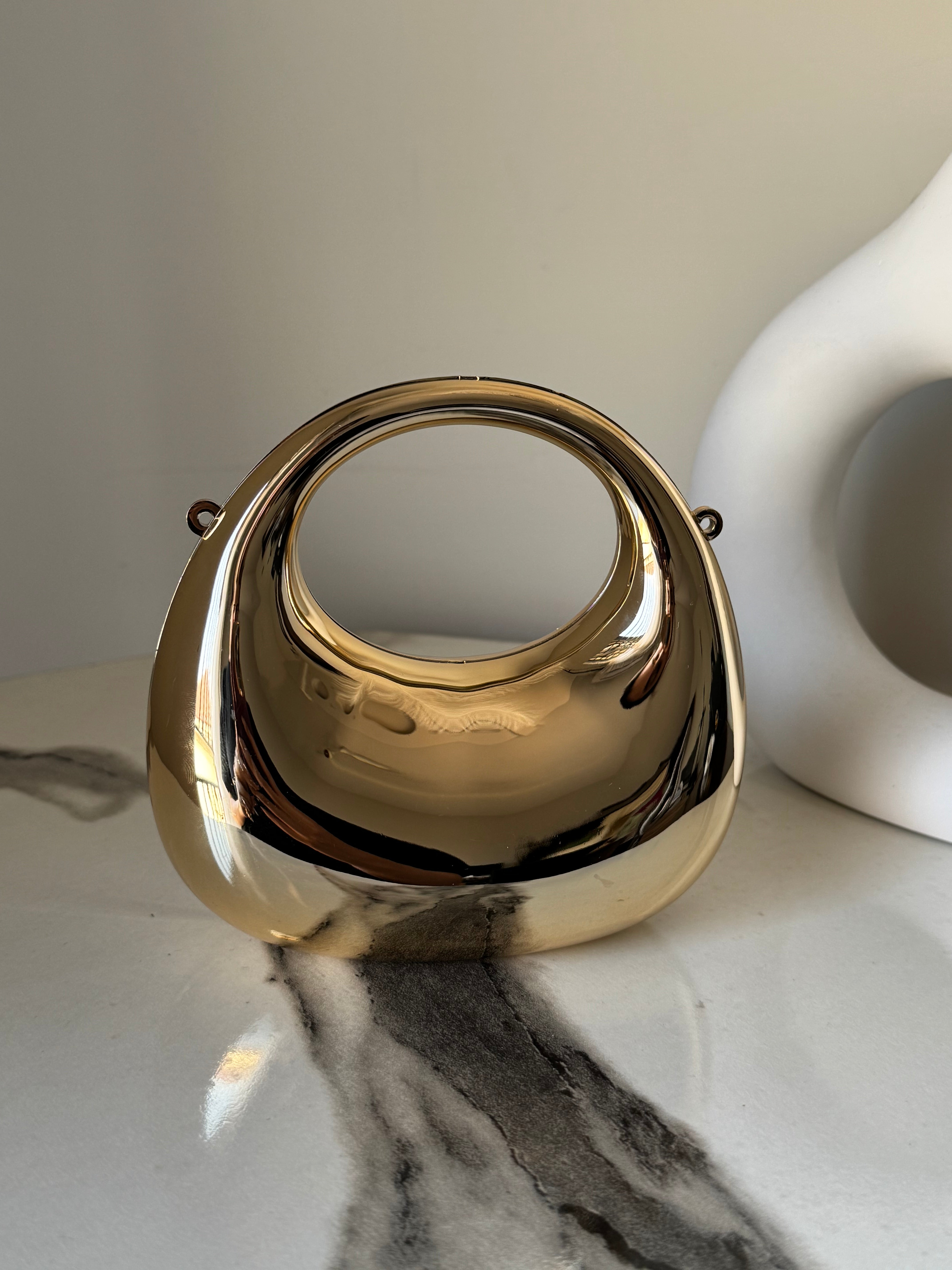 Viral Metallic Clutch with Chain - Mini Gold