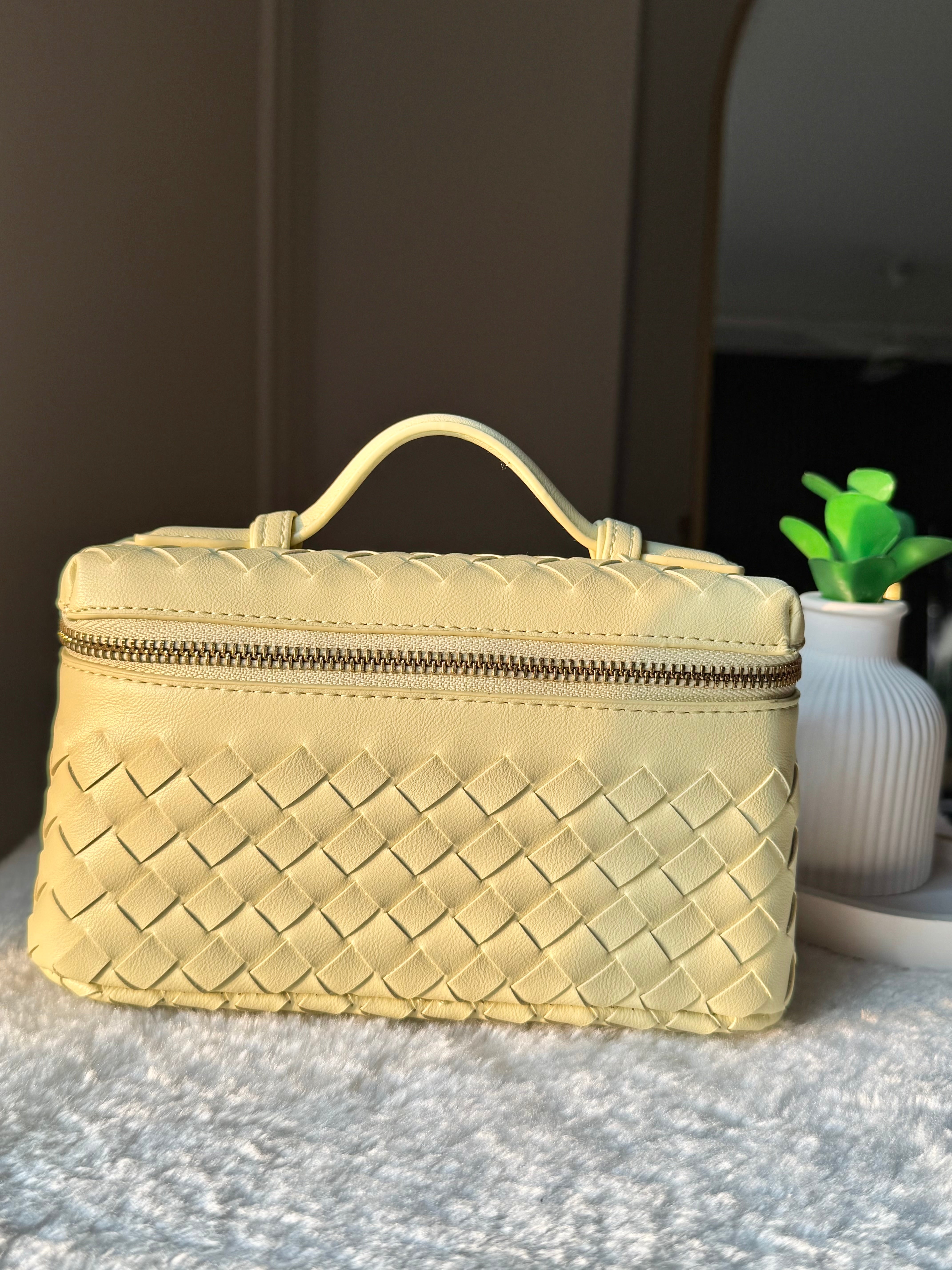 JW Pie Woven Bag with Long Strap (Butter Yellow)